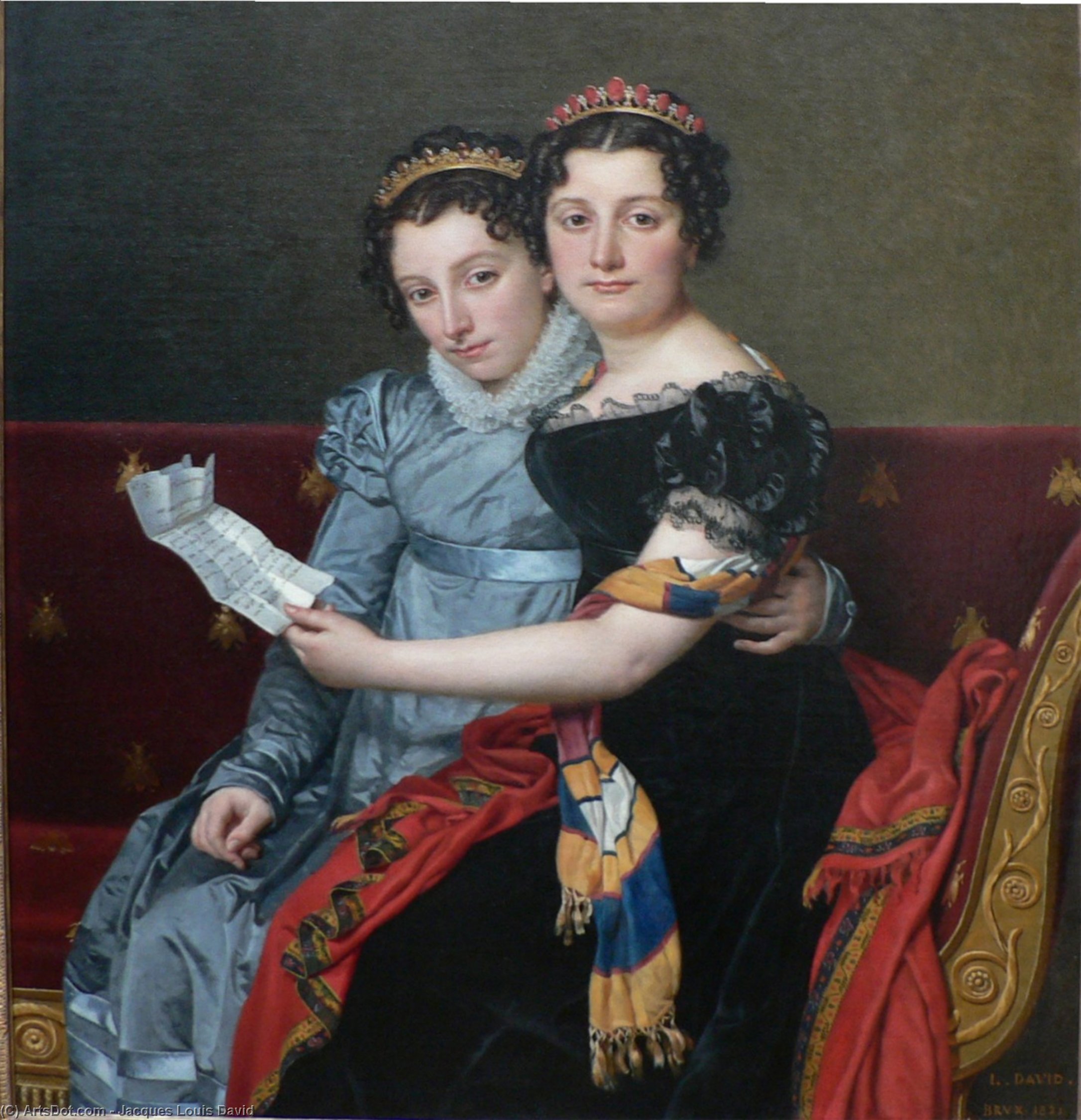 WikiOO.org - Енциклопедия за изящни изкуства - Живопис, Произведения на изкуството Jacques Louis David - The Sisters Zenaide and Charlotte-Bonaparte