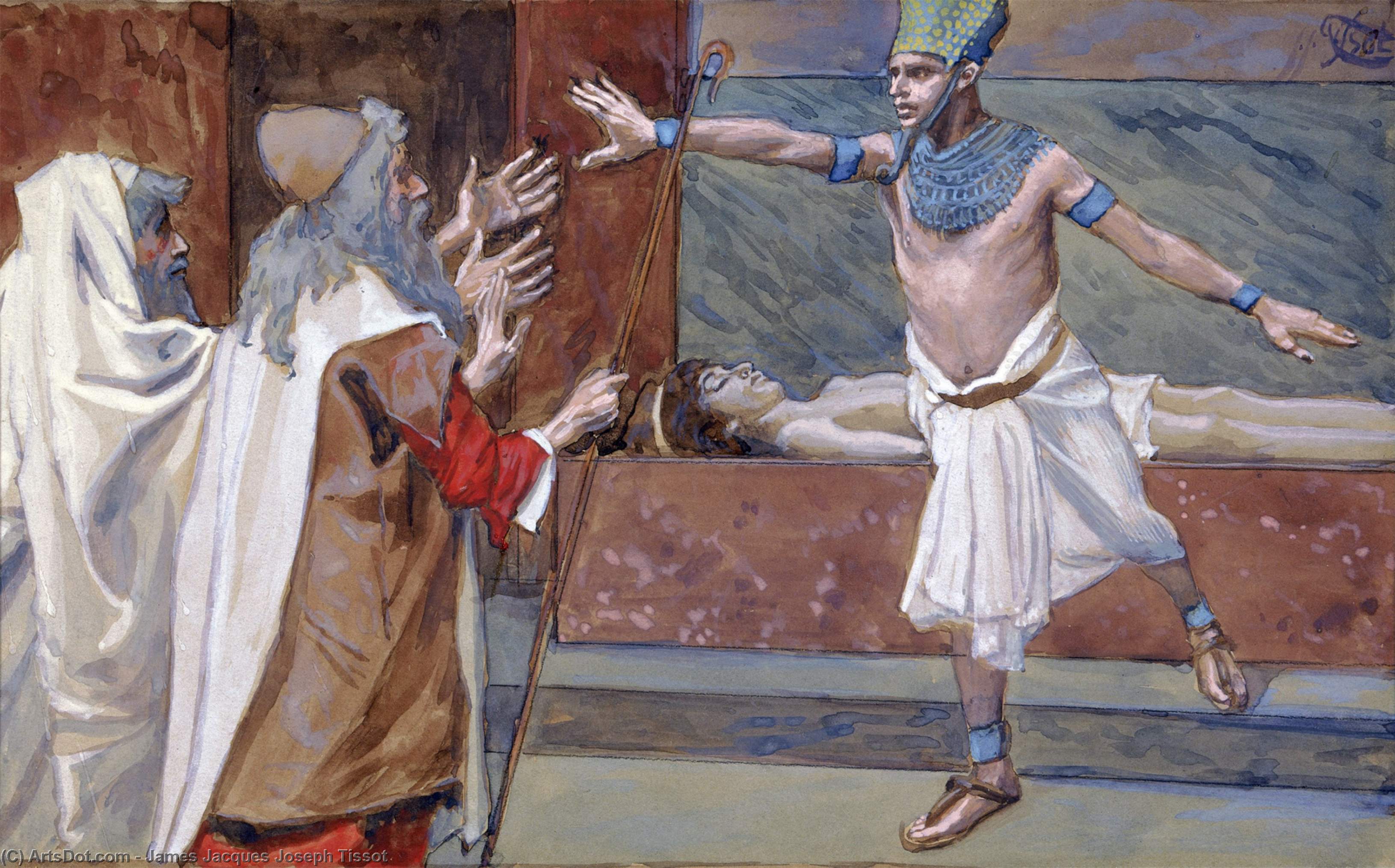 Wikioo.org - The Encyclopedia of Fine Arts - Painting, Artwork by James Jacques Joseph Tissot - Pharaoh and His Dead Son
