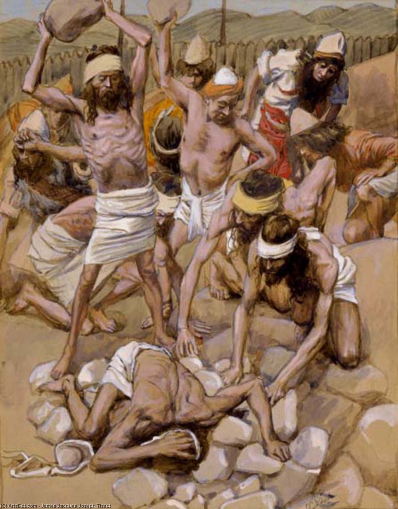 Wikioo.org - The Encyclopedia of Fine Arts - Painting, Artwork by James Jacques Joseph Tissot - The Sabbath Breaker Stoned