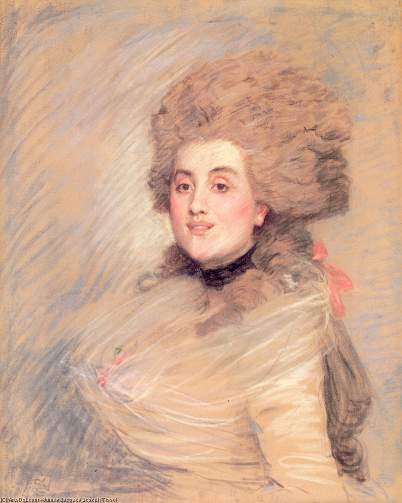 Wikioo.org - The Encyclopedia of Fine Arts - Painting, Artwork by James Jacques Joseph Tissot - Portrait of an Actress in Eighteenth Century Dress
