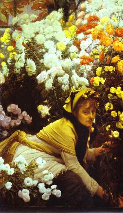 WikiOO.org - Güzel Sanatlar Ansiklopedisi - Resim, Resimler James Jacques Joseph Tissot - Chrysanthemums