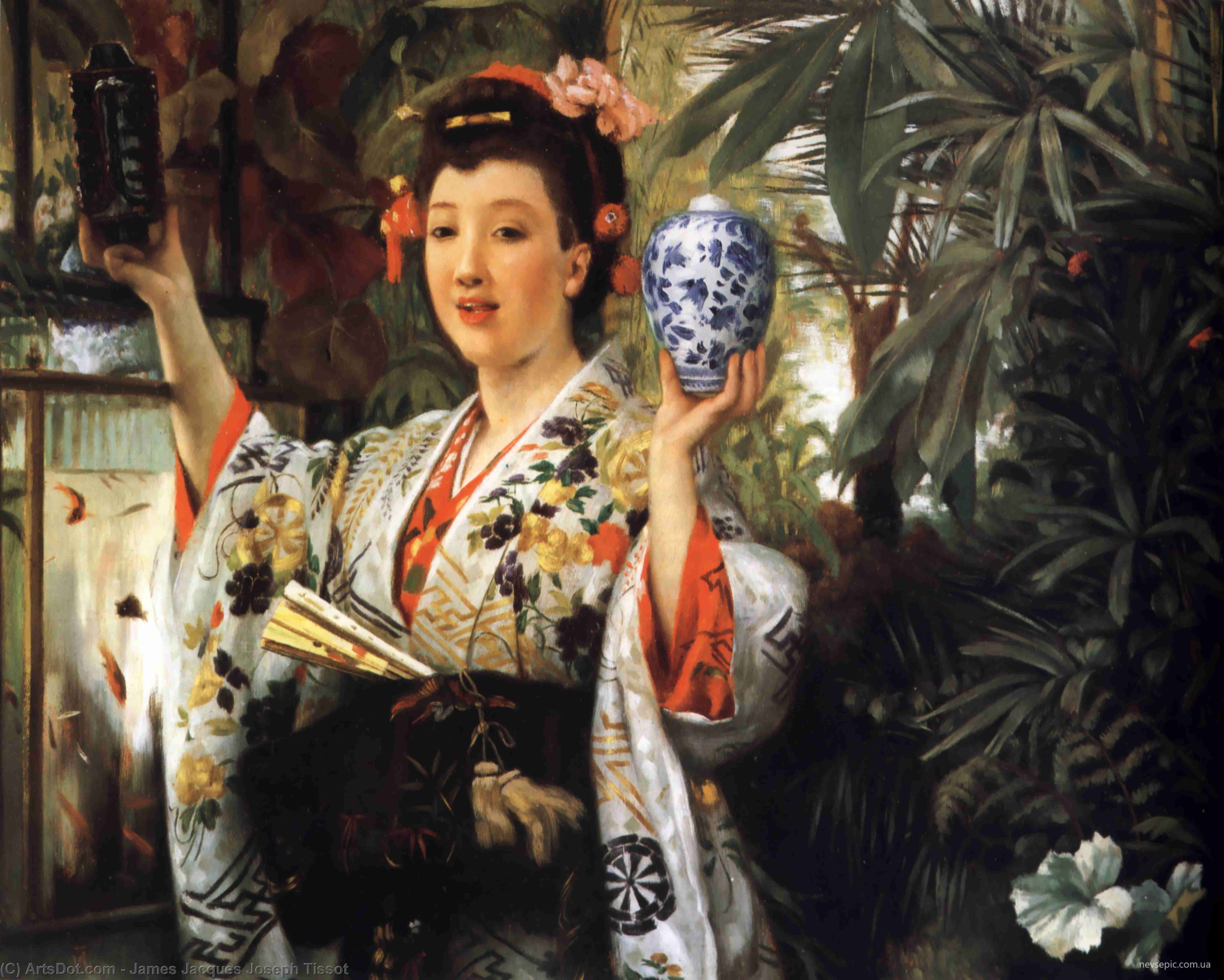 WikiOO.org - Encyclopedia of Fine Arts - Maleri, Artwork James Jacques Joseph Tissot - The Japanese Vase