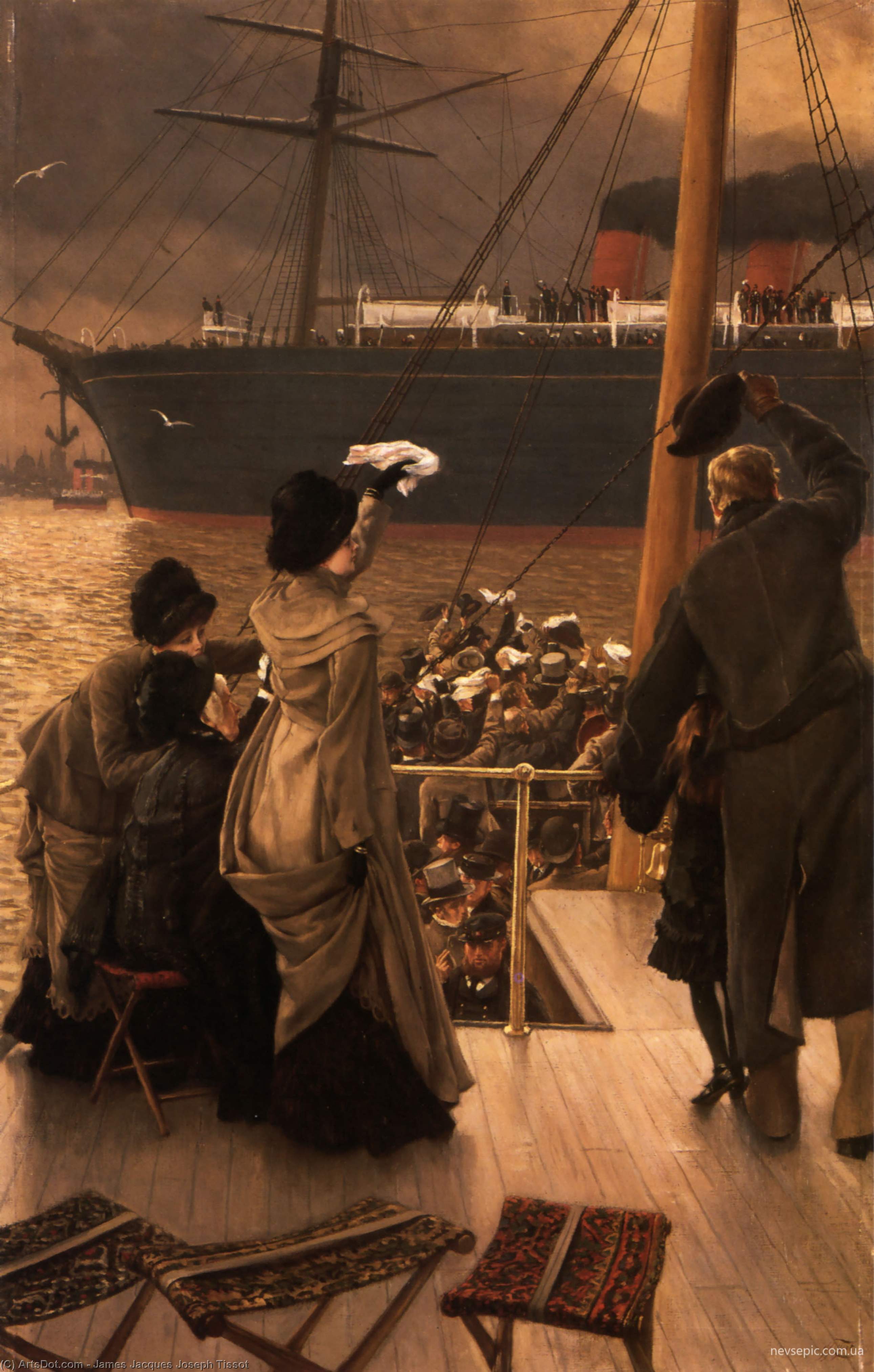 Wikioo.org - The Encyclopedia of Fine Arts - Painting, Artwork by James Jacques Joseph Tissot - Goodbye, on the Mersey