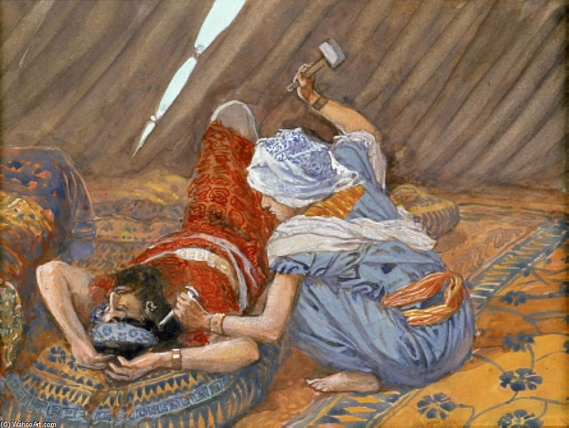 Wikioo.org - Die Enzyklopädie bildender Kunst - Malerei, Kunstwerk von James Jacques Joseph Tissot - Jael Smote Sisera und tötete ihn