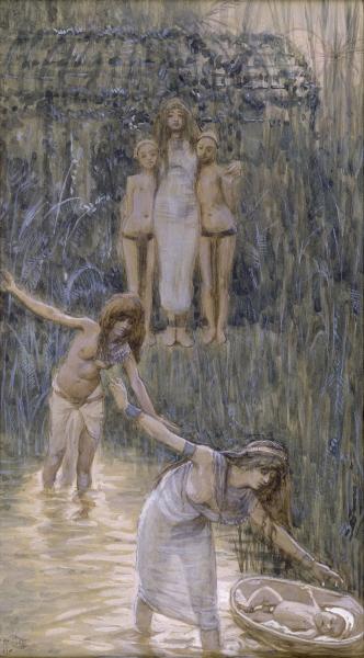 Wikioo.org - The Encyclopedia of Fine Arts - Painting, Artwork by James Jacques Joseph Tissot - Pharaoh's Daughter Has Moses Brought to Her
