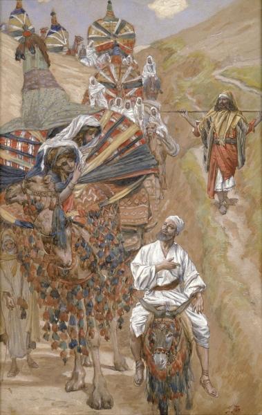 Wikioo.org - The Encyclopedia of Fine Arts - Painting, Artwork by James Jacques Joseph Tissot - Rebecca Meets Isaac by the Way