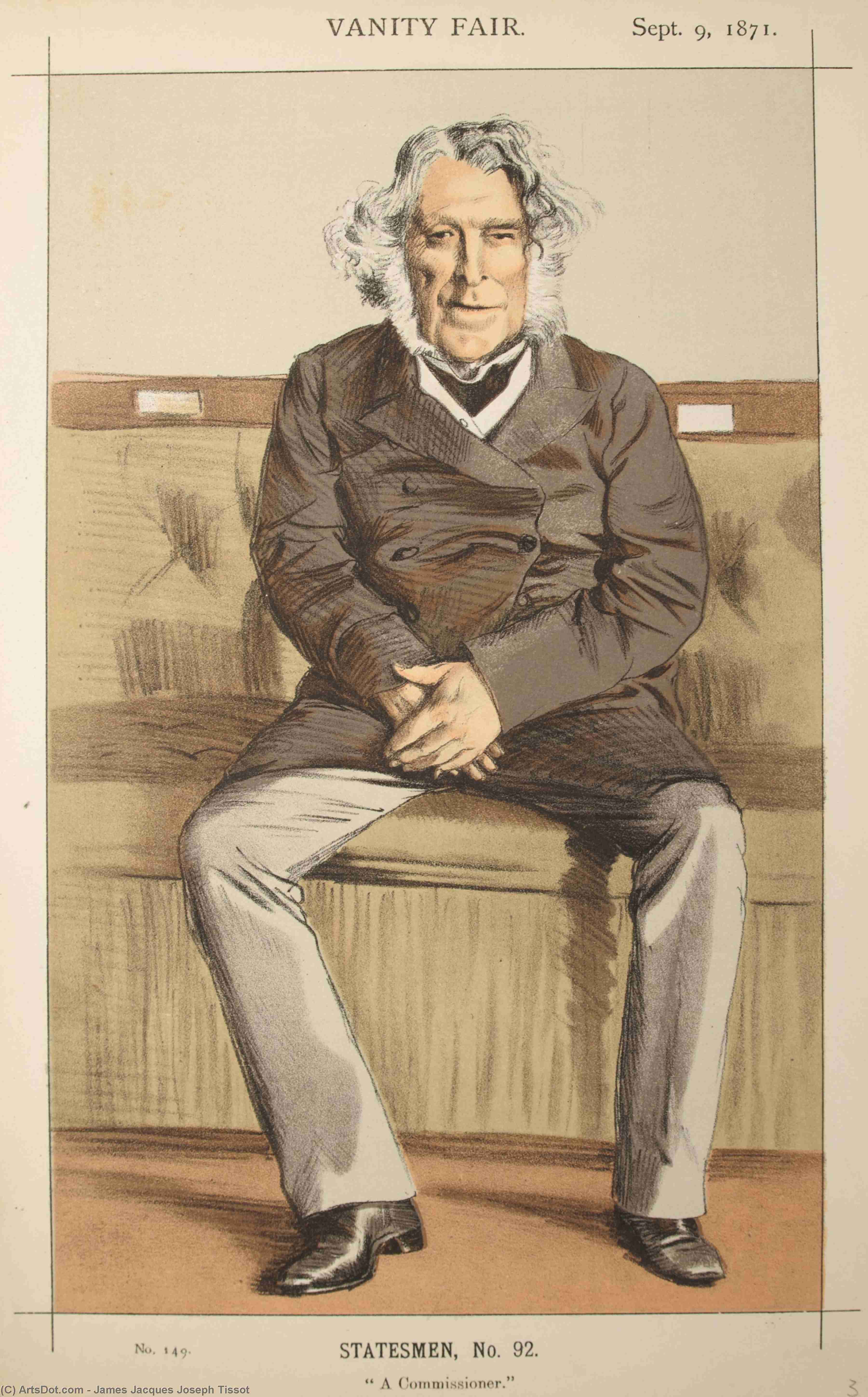 Wikioo.org - The Encyclopedia of Fine Arts - Painting, Artwork by James Jacques Joseph Tissot - Statesmen No.920 Caricature of the Rt Hon Russell Gurney