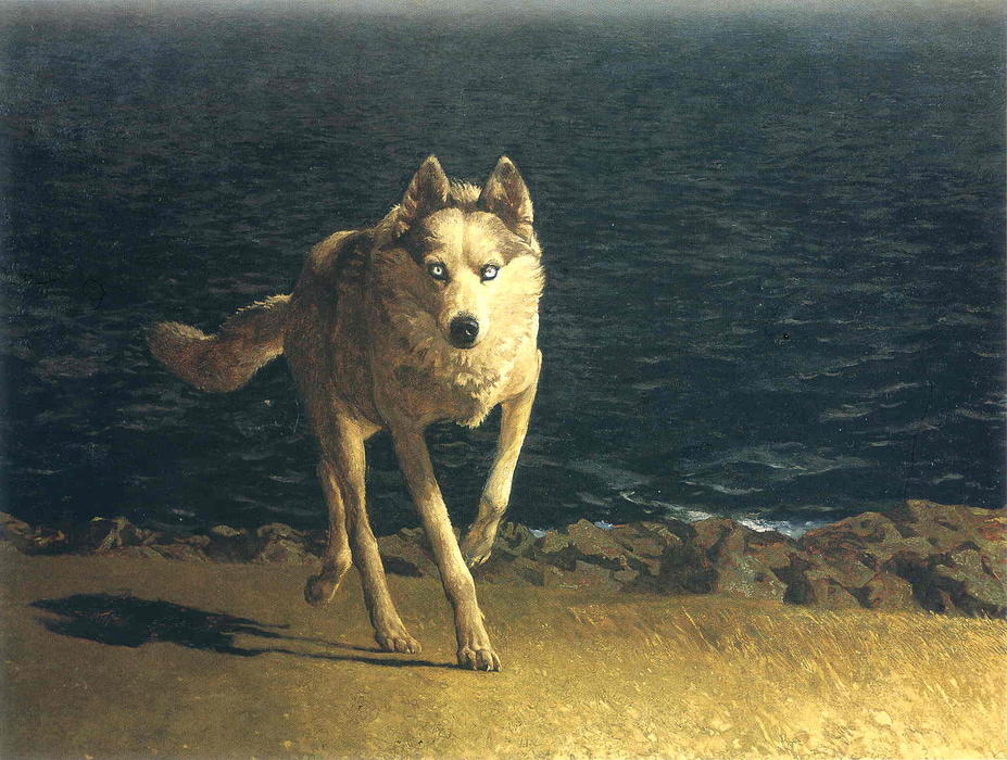 WikiOO.org - Encyclopedia of Fine Arts - Lukisan, Artwork Jamie Wyeth - Wolf Dog