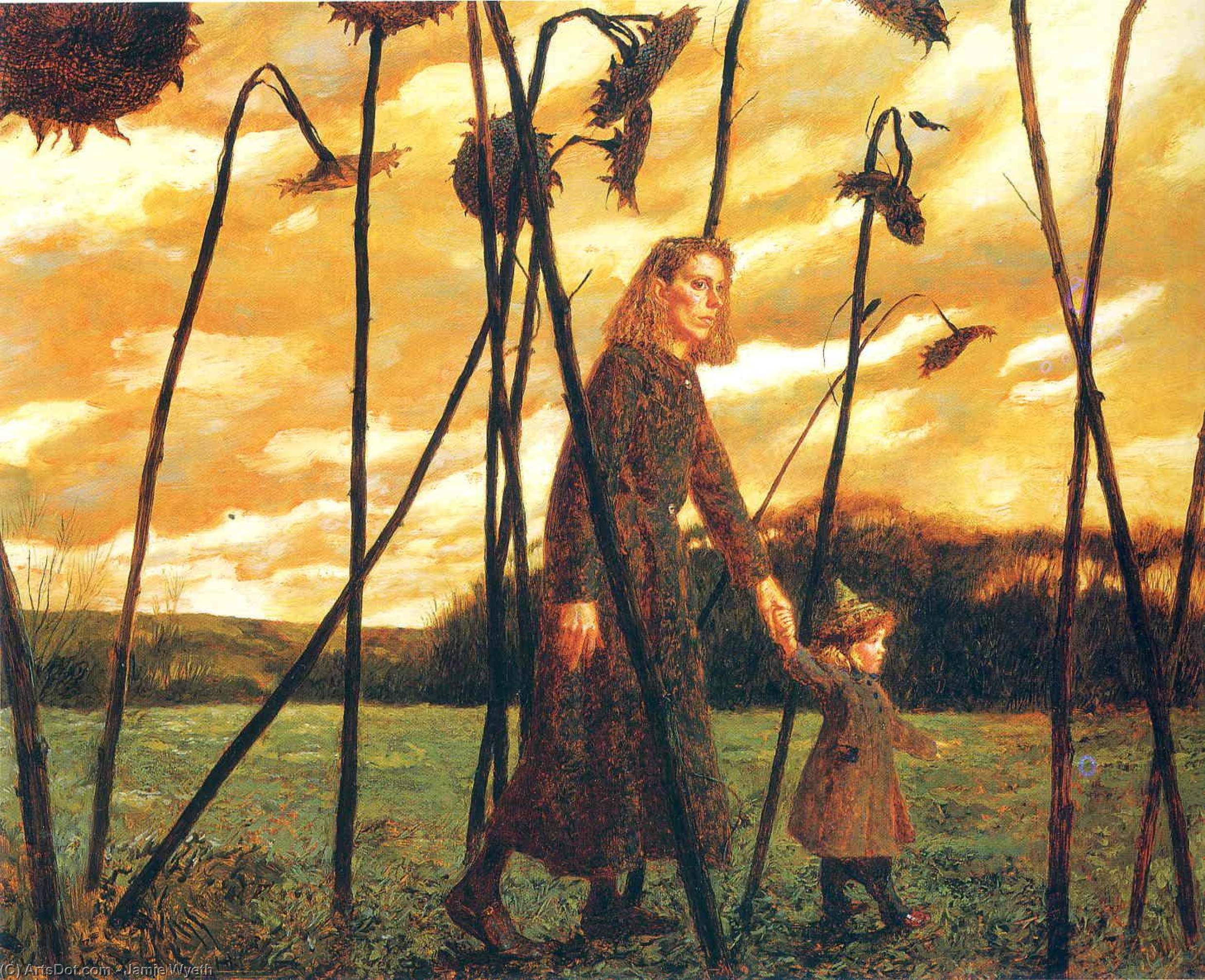 Wikioo.org - The Encyclopedia of Fine Arts - Painting, Artwork by Jamie Wyeth - Giuliana and the Sunflowers