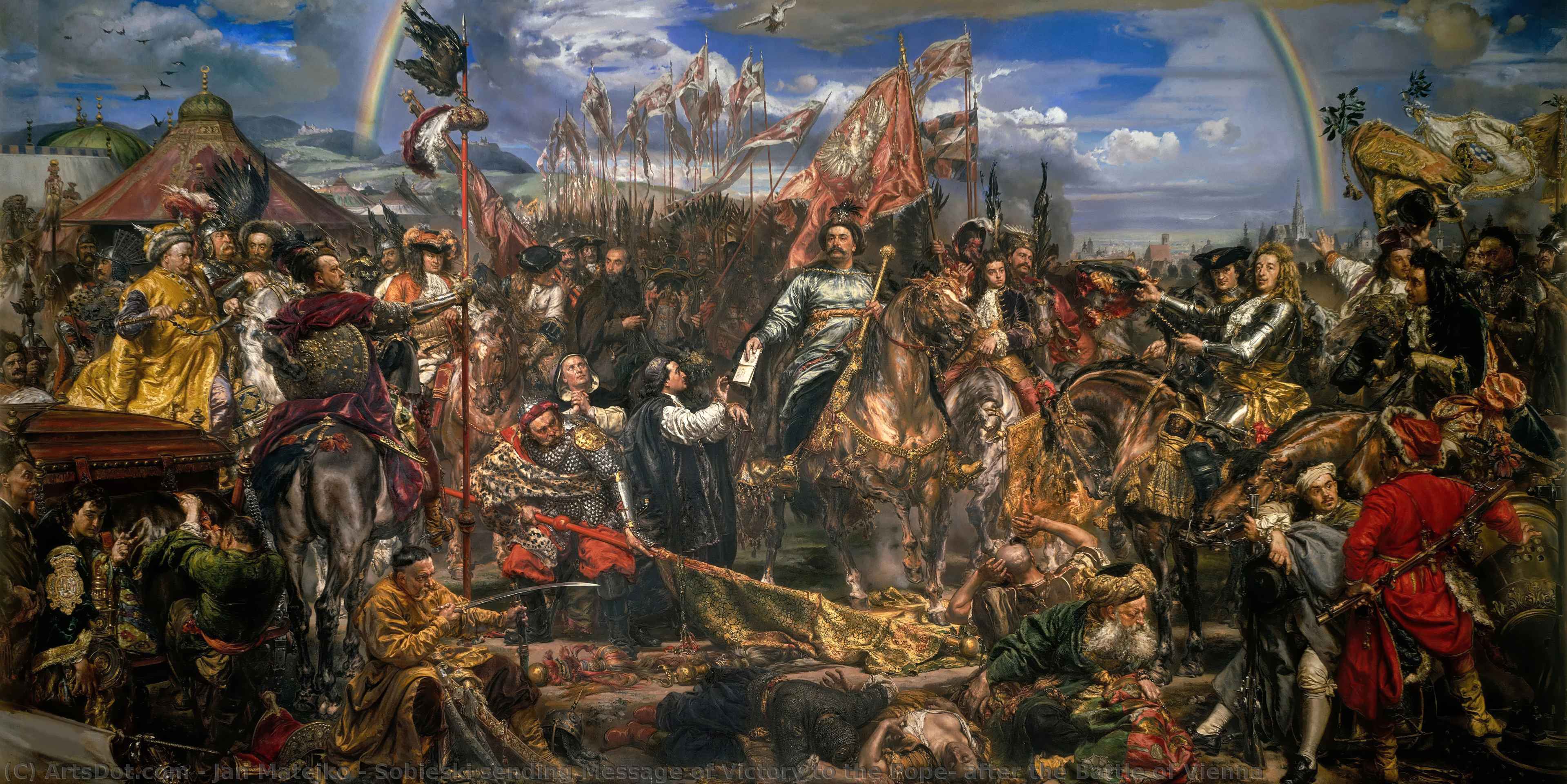 WikiOO.org - Enciclopedia of Fine Arts - Pictura, lucrări de artă Jan Matejko - Sobieski sending Message of Victory to the Pope, after the Battle of Vienna