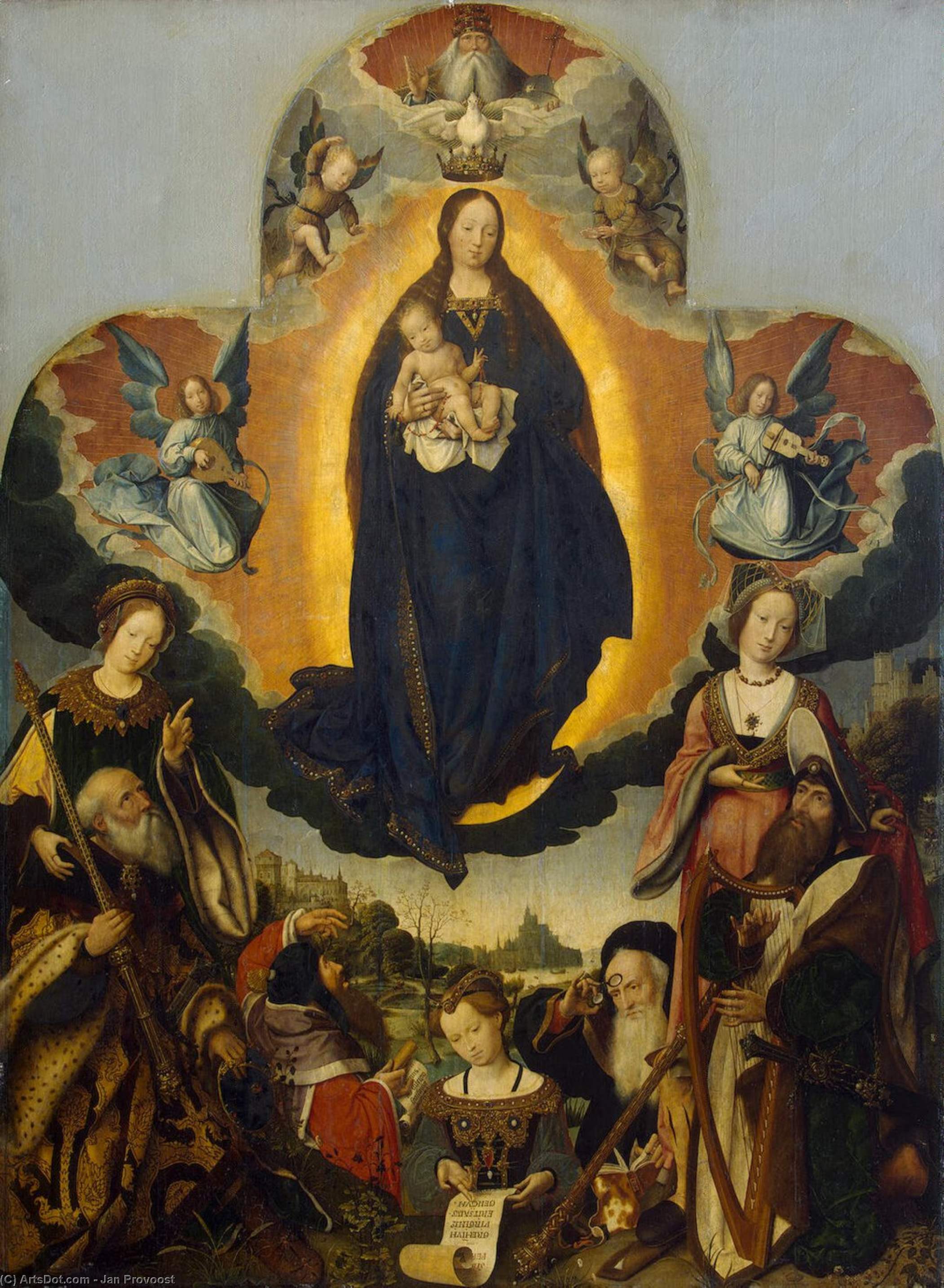 Wikoo.org - موسوعة الفنون الجميلة - اللوحة، العمل الفني Jan Provoost - The Virgin Mary in Glory