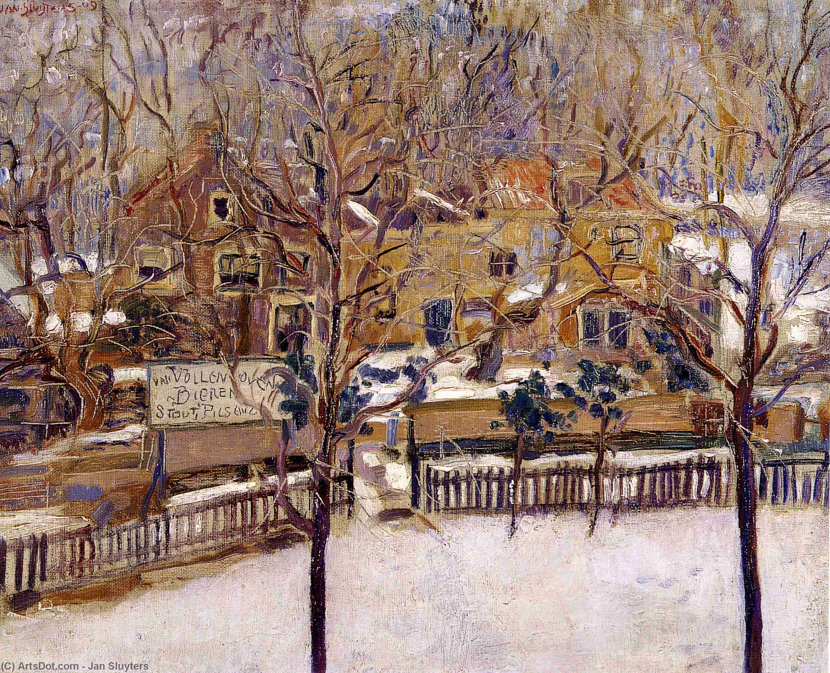 WikiOO.org - Encyclopedia of Fine Arts - Maleri, Artwork Jan Sluyters - Houses in the snow print