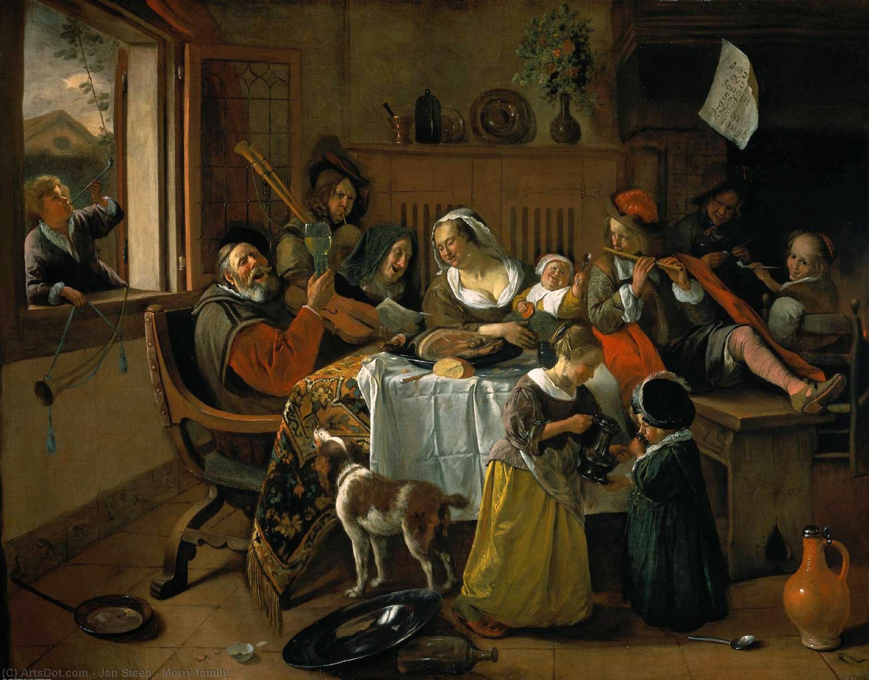 Wikioo.org – L'Encyclopédie des Beaux Arts - Peinture, Oeuvre de Jan Steen - Famille Merry
