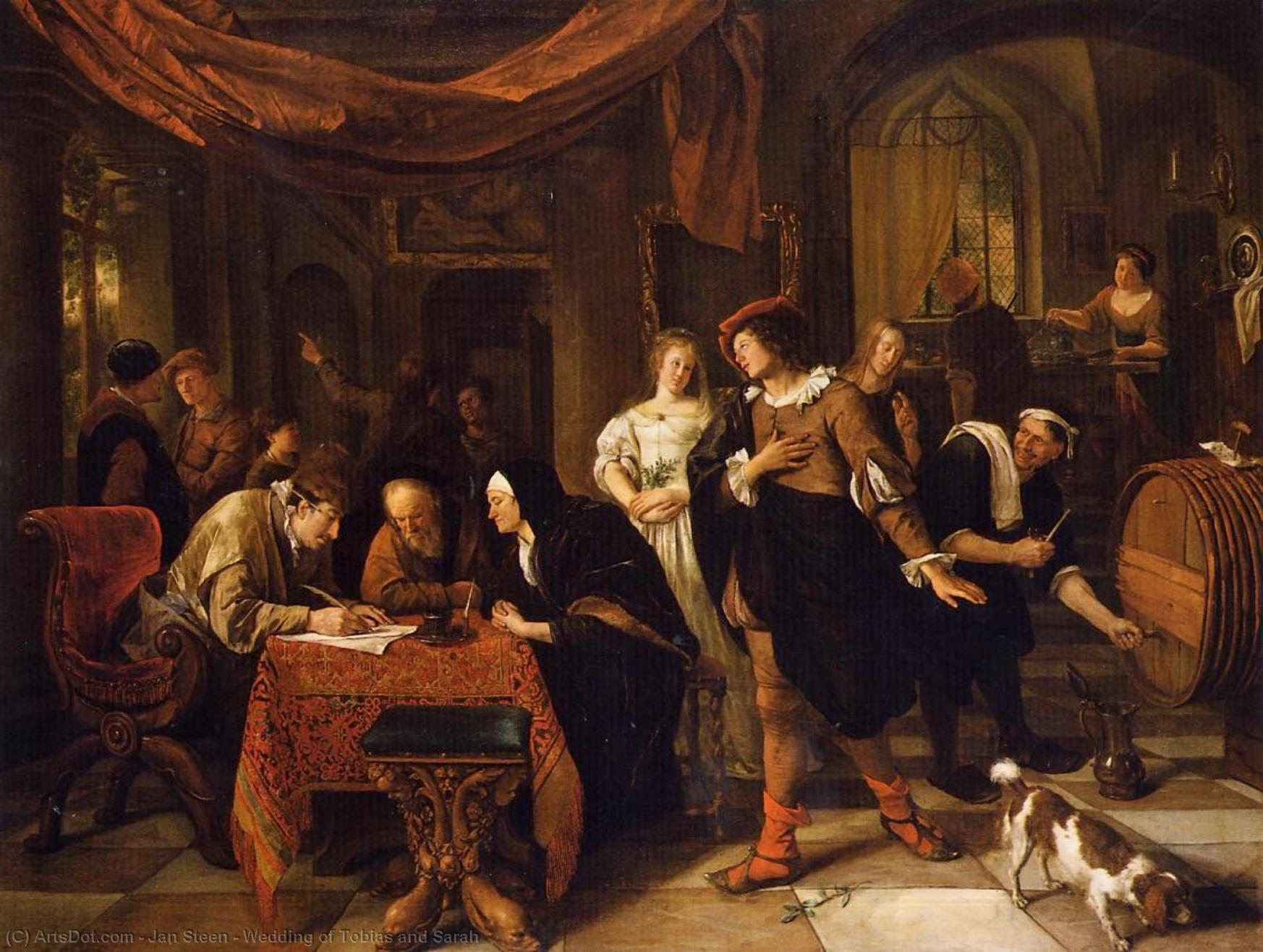 Wikioo.org - The Encyclopedia of Fine Arts - Painting, Artwork by Jan Steen - Wedding of Tobias and Sarah