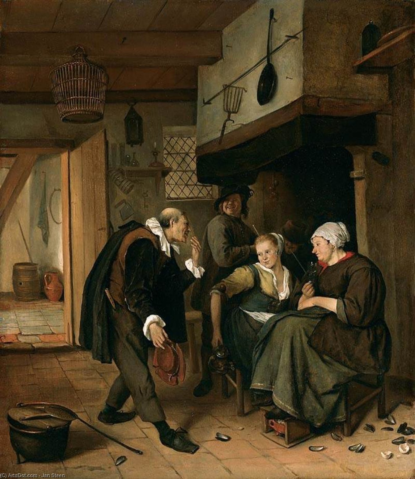 WikiOO.org - 백과 사전 - 회화, 삽화 Jan Steen - An old to Young Girl