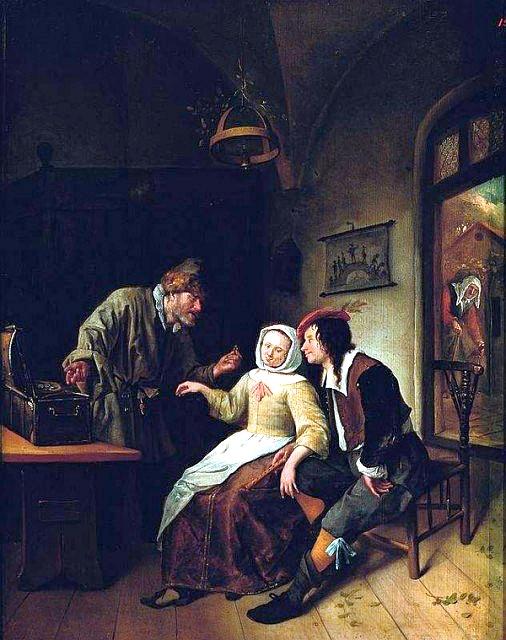 Wikioo.org - The Encyclopedia of Fine Arts - Painting, Artwork by Jan Steen - Choice between Richness and Youth