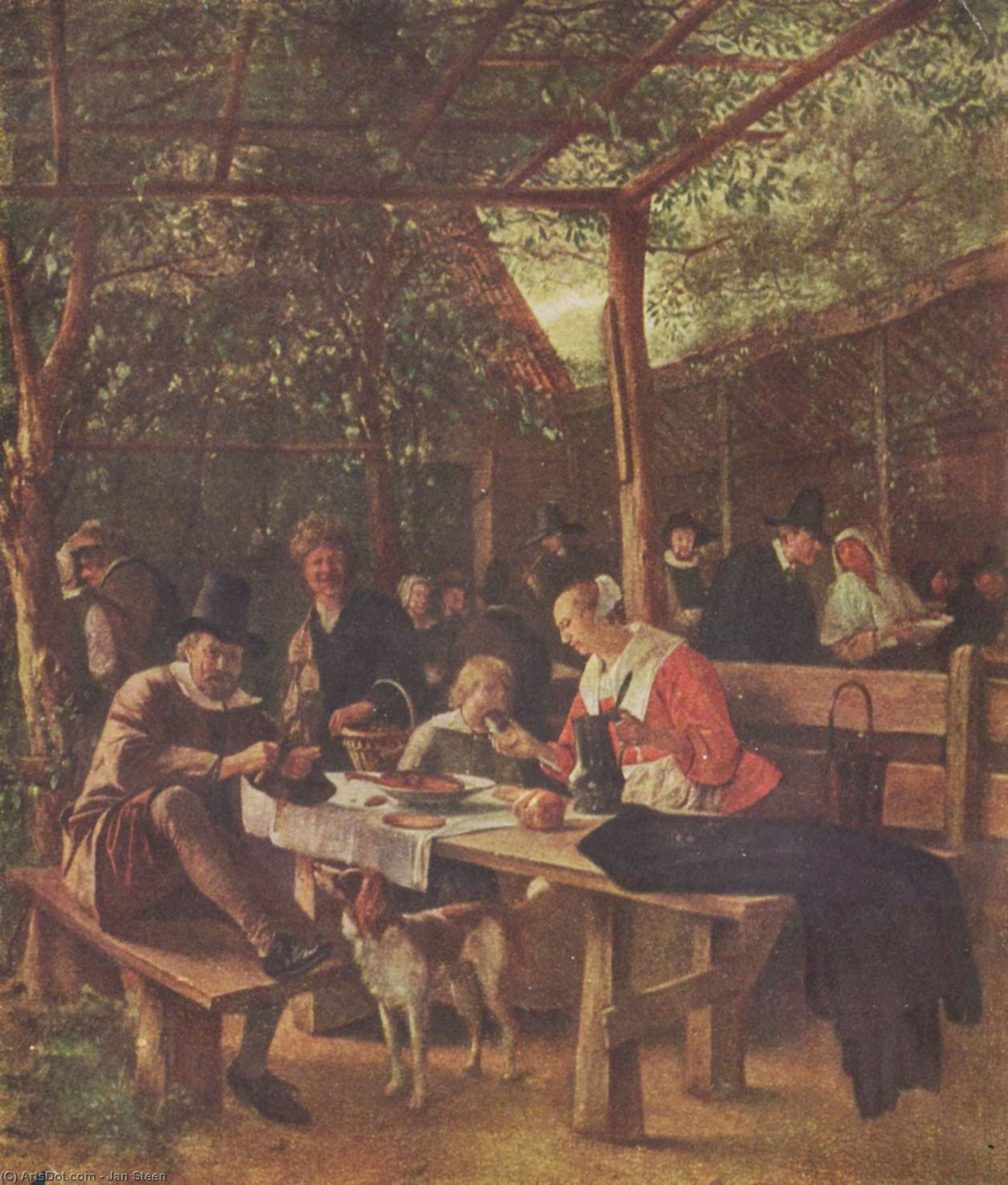 Wikioo.org - The Encyclopedia of Fine Arts - Painting, Artwork by Jan Steen - Pub garden