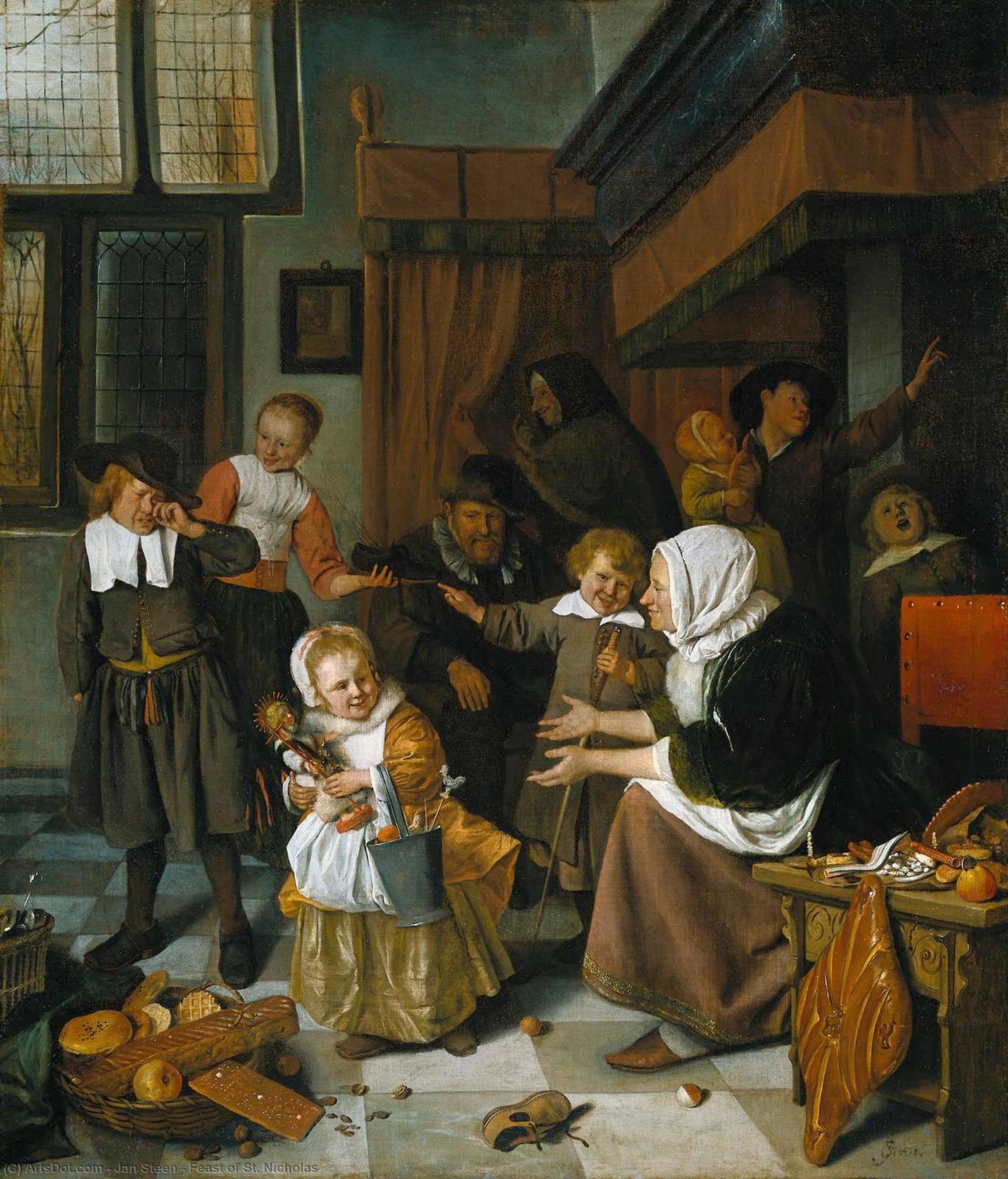 Wikioo.org - The Encyclopedia of Fine Arts - Painting, Artwork by Jan Steen - Feast of St. Nicholas