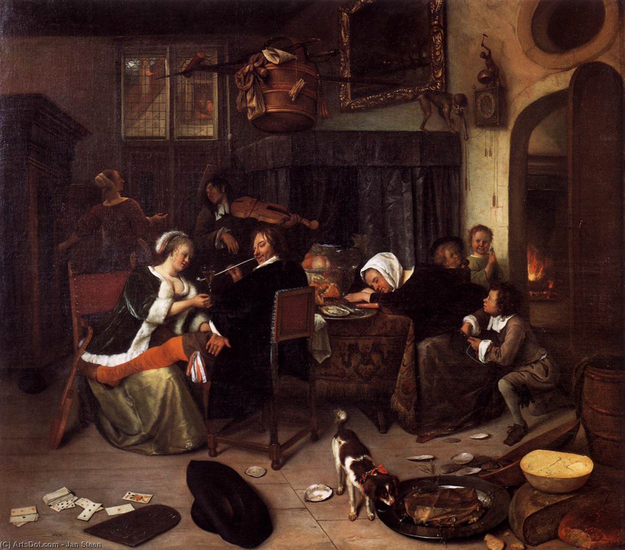 Wikioo.org - The Encyclopedia of Fine Arts - Painting, Artwork by Jan Steen - Dissolute Household