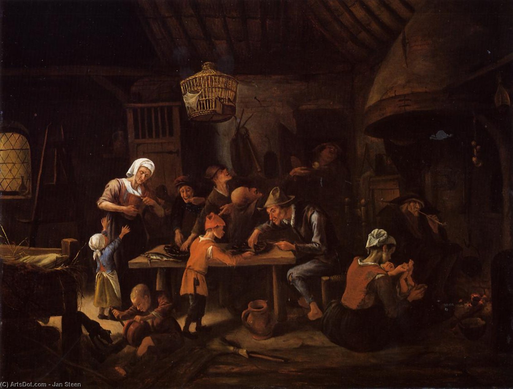 Wikioo.org - The Encyclopedia of Fine Arts - Painting, Artwork by Jan Steen - Lean Kitchen