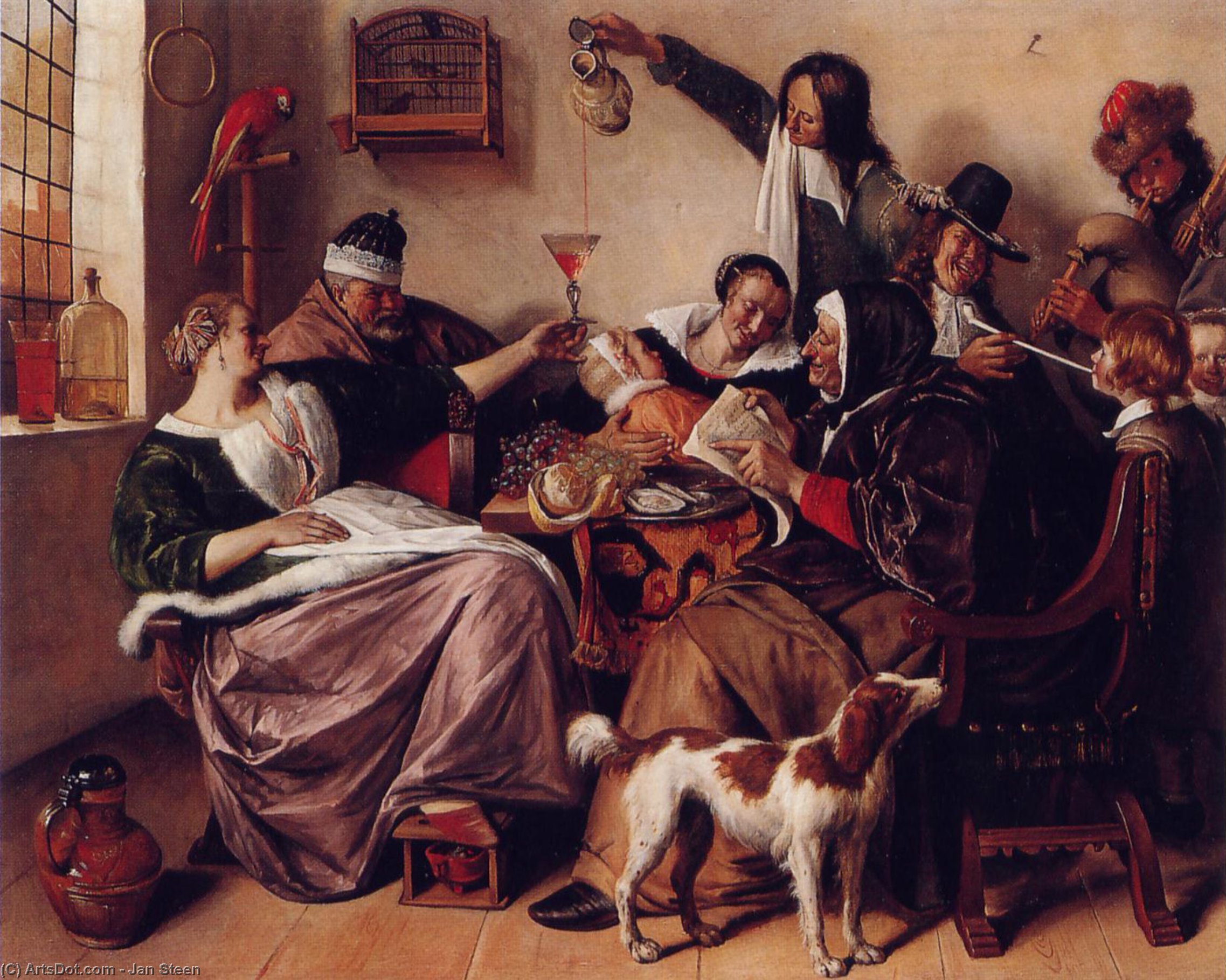 WikiOO.org - Encyclopedia of Fine Arts - Maleri, Artwork Jan Steen - The way you hear it