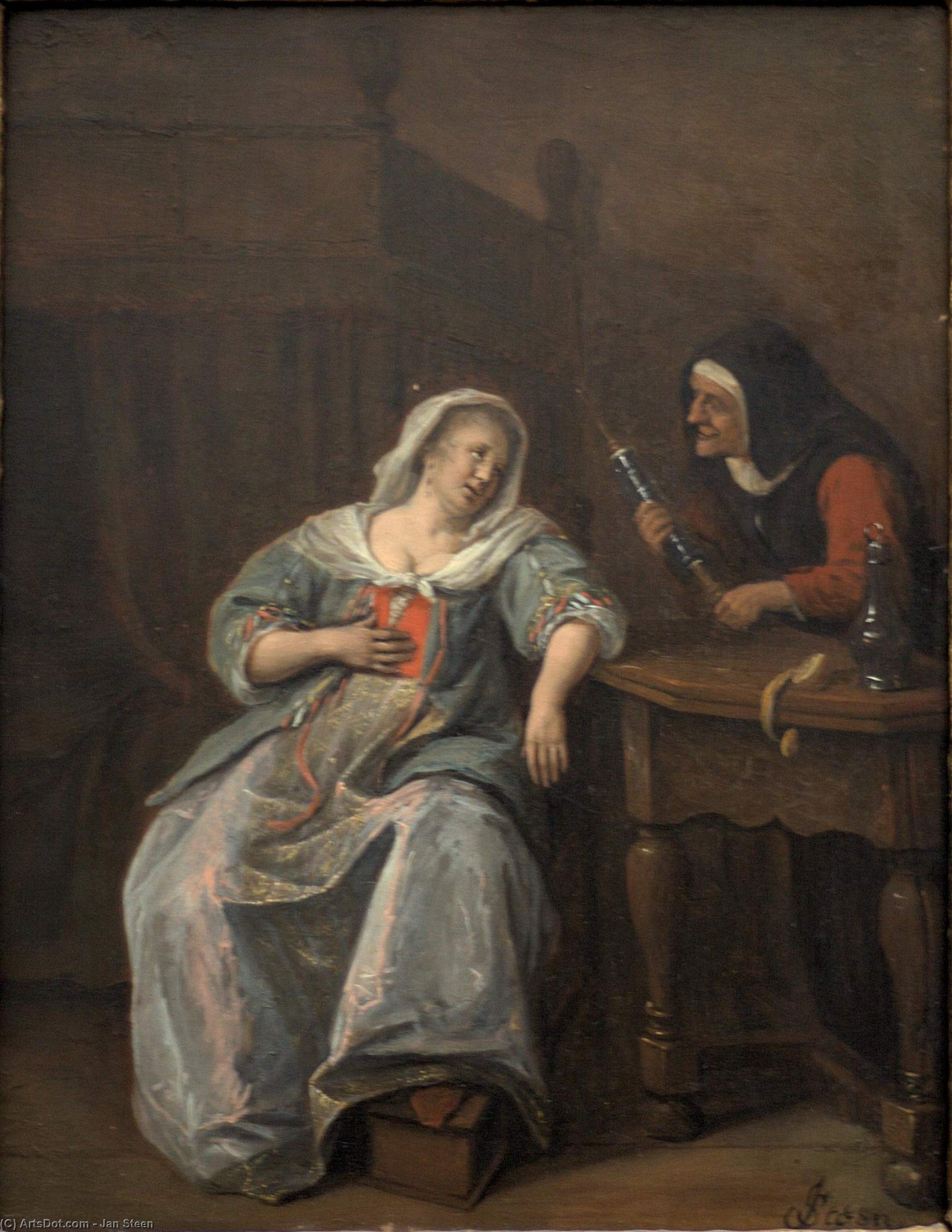 Wikioo.org - The Encyclopedia of Fine Arts - Painting, Artwork by Jan Steen - Sick woman