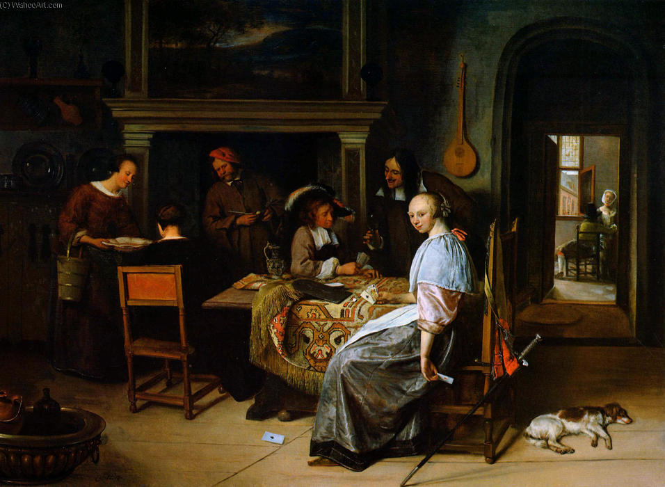 WikiOO.org - Εγκυκλοπαίδεια Καλών Τεχνών - Ζωγραφική, έργα τέχνης Jan Steen - Card players