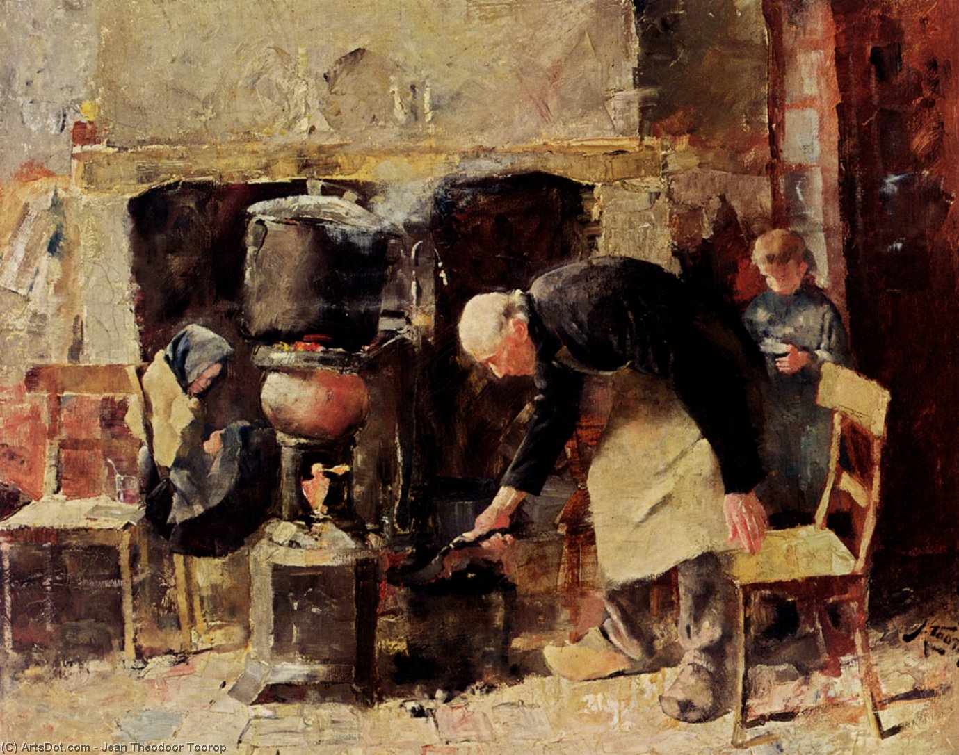 Wikioo.org - The Encyclopedia of Fine Arts - Painting, Artwork by Jean Theodoor Toorop - Preparing The Meal