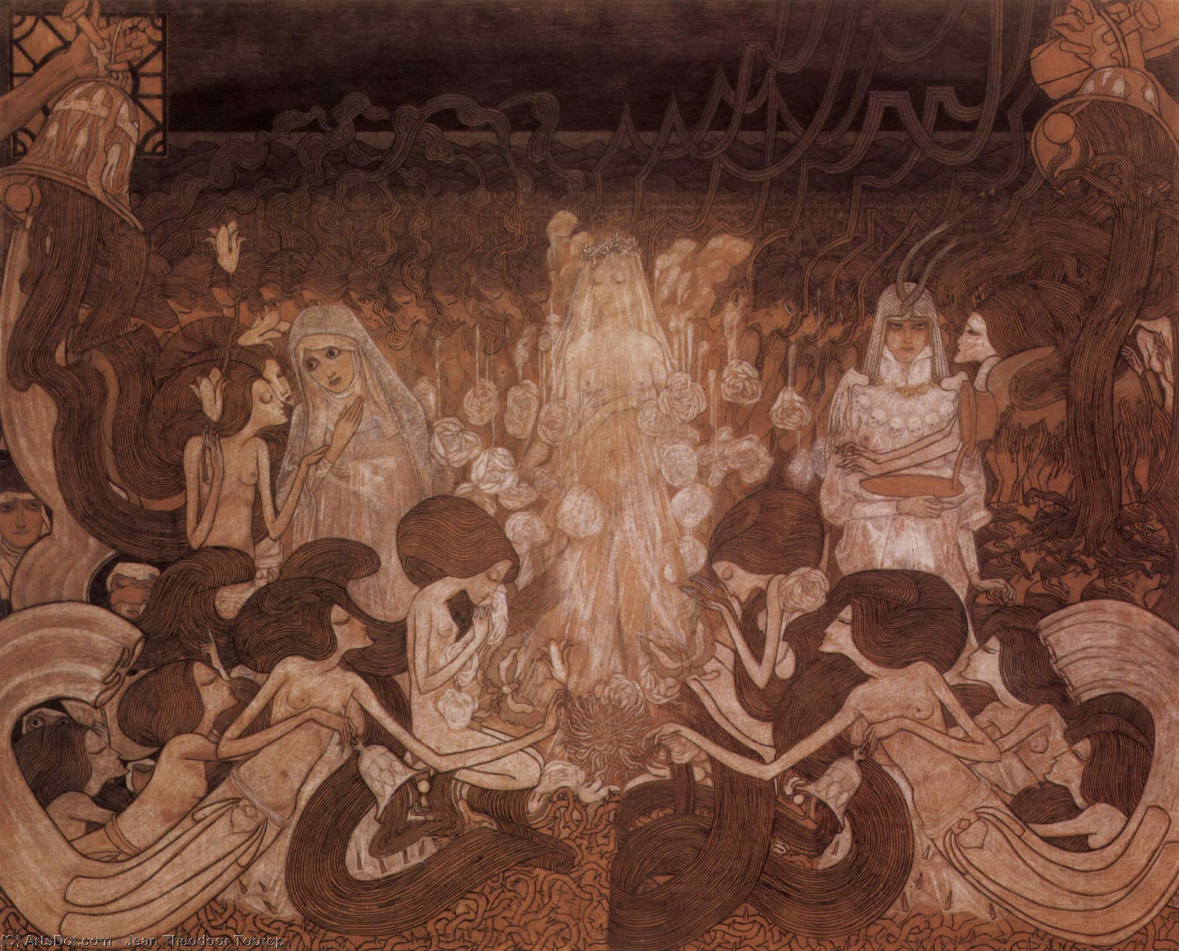 Wikioo.org - The Encyclopedia of Fine Arts - Painting, Artwork by Jean Theodoor Toorop - The Three Fiancees