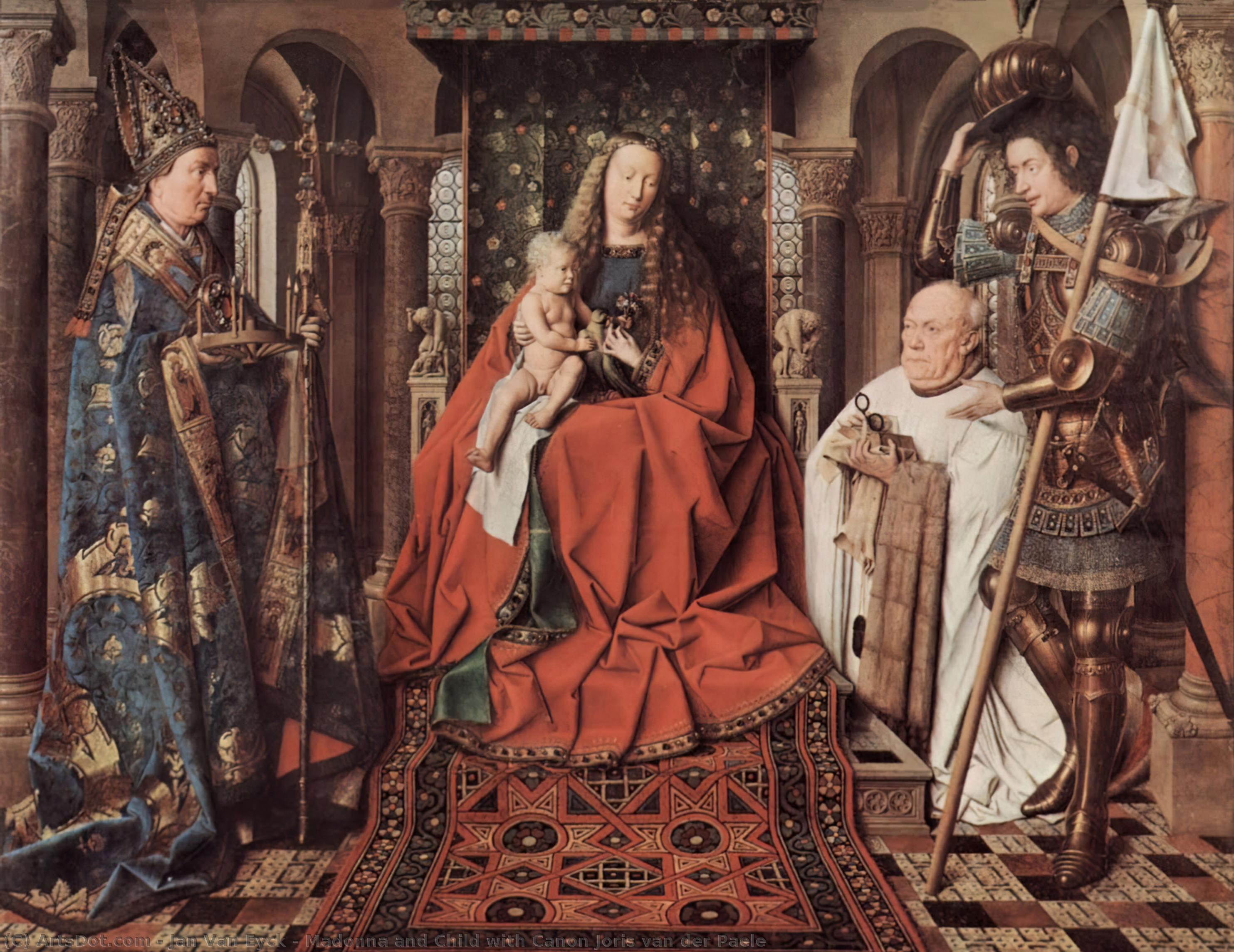 Wikioo.org – La Enciclopedia de las Bellas Artes - Pintura, Obras de arte de Jan Van Eyck - Madonna y el Niño con Canon Joris van der Paele