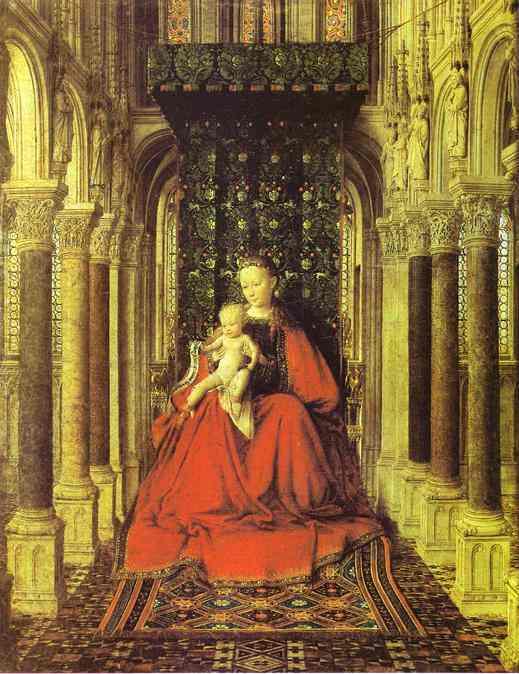 Wikioo.org - The Encyclopedia of Fine Arts - Painting, Artwork by Jan Van Eyck - The Virgin and Child in a Church