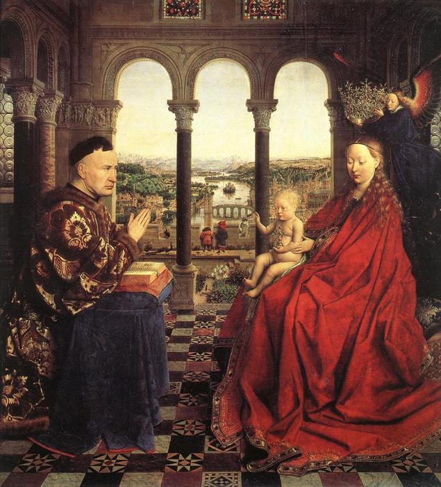 WikiOO.org - Encyclopedia of Fine Arts - Festés, Grafika Jan Van Eyck - The Rolin Madonna (La Vierge au Chancelier Rolin)