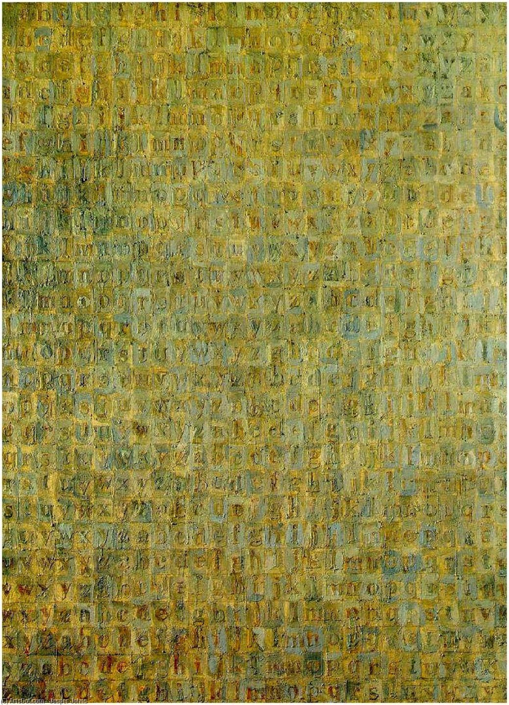 Wikoo.org - موسوعة الفنون الجميلة - اللوحة، العمل الفني Jasper Johns - Grey Alphabets
