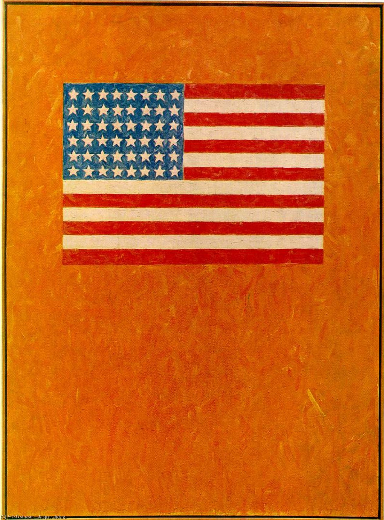 Wikioo.org - The Encyclopedia of Fine Arts - Painting, Artwork by Jasper Johns - Flag on Orange Field