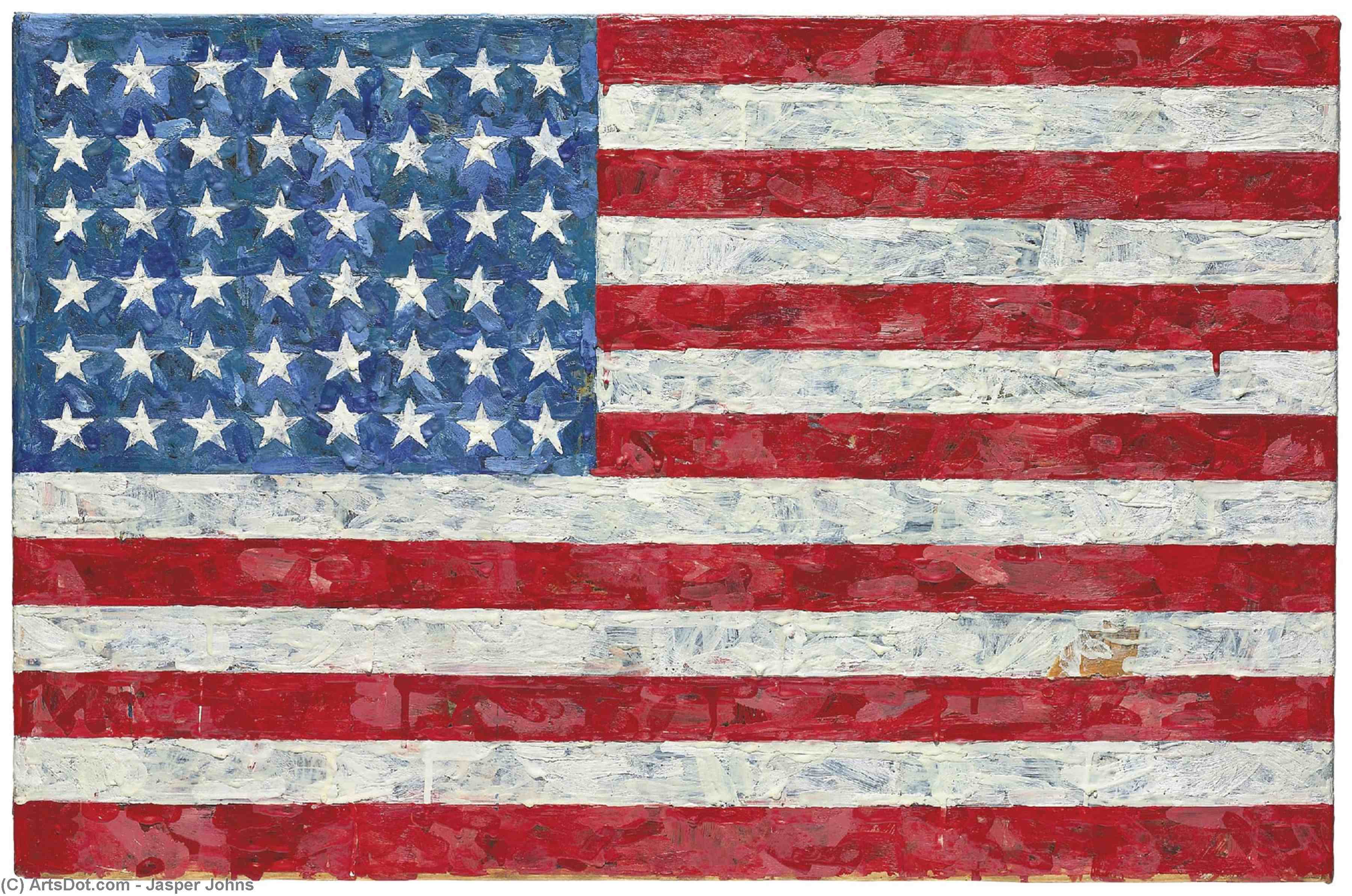 Wikoo.org - موسوعة الفنون الجميلة - اللوحة، العمل الفني Jasper Johns - Flag
