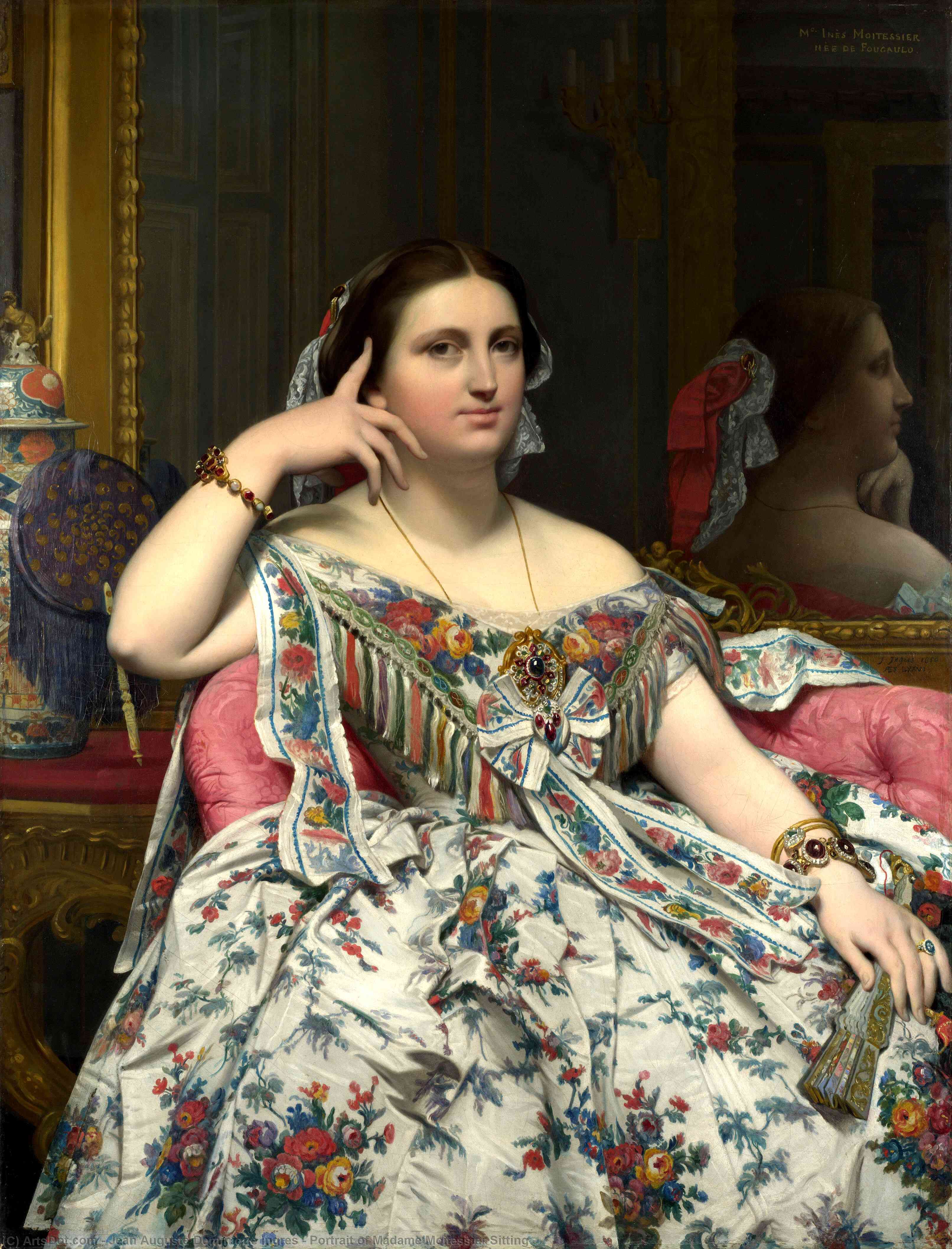 Wikioo.org - The Encyclopedia of Fine Arts - Painting, Artwork by Jean Auguste Dominique Ingres - Portrait of Madame Moitessier Sitting