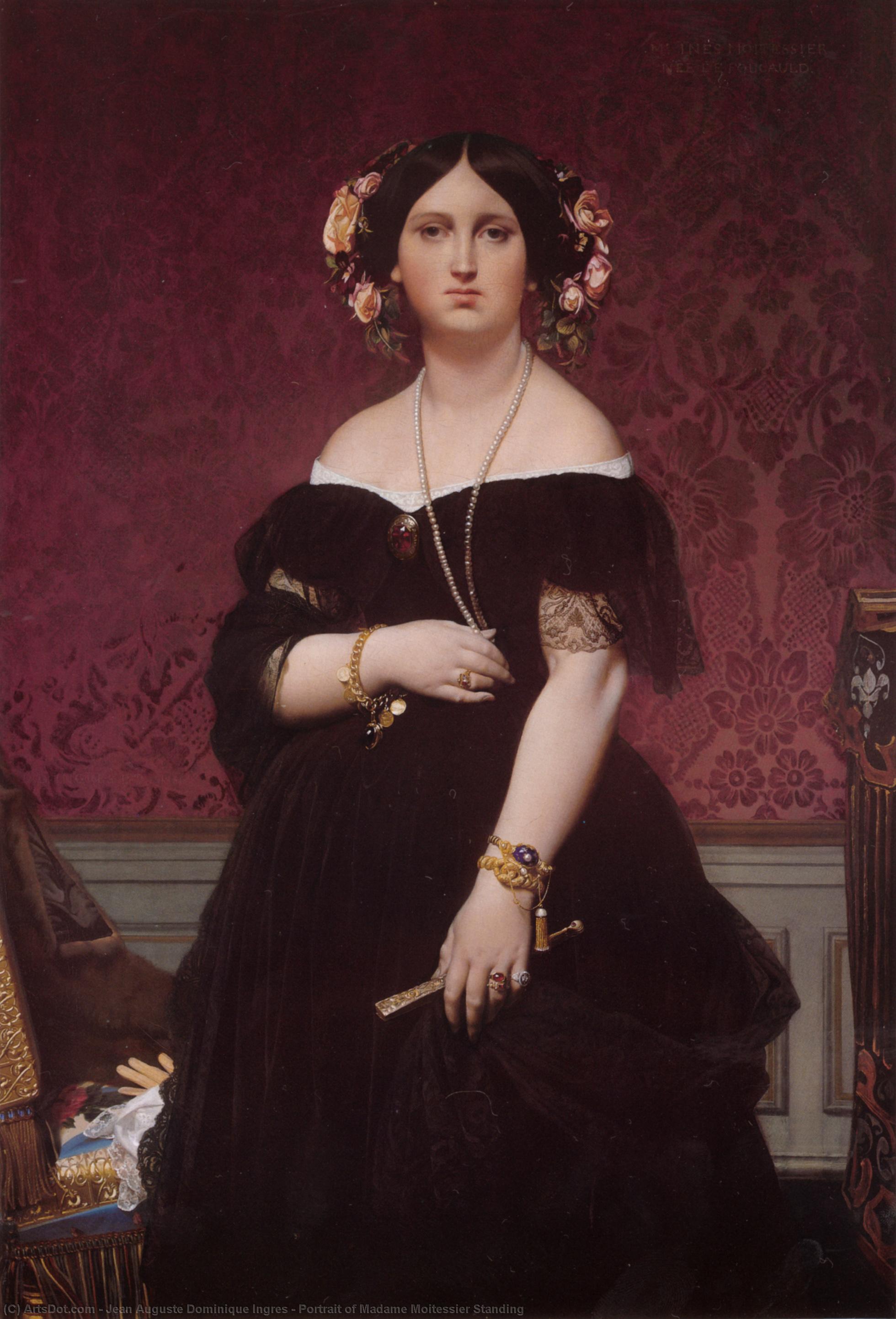 Wikioo.org - สารานุกรมวิจิตรศิลป์ - จิตรกรรม Jean Auguste Dominique Ingres - Portrait of Madame Moitessier Standing