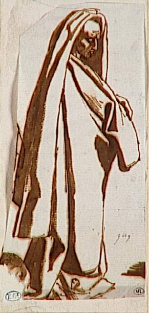 Wikioo.org - Encyklopedia Sztuk Pięknych - Malarstwo, Grafika Jean Auguste Dominique Ingres - Man draped standing