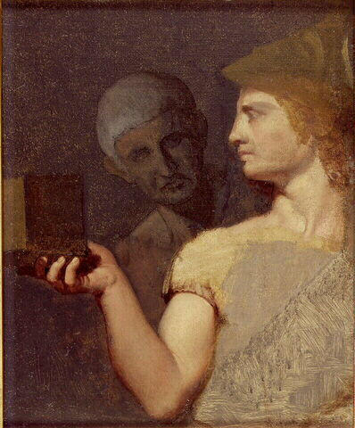 Wikoo.org - موسوعة الفنون الجميلة - اللوحة، العمل الفني Jean Auguste Dominique Ingres - Bust of Alexander and Aristarchus