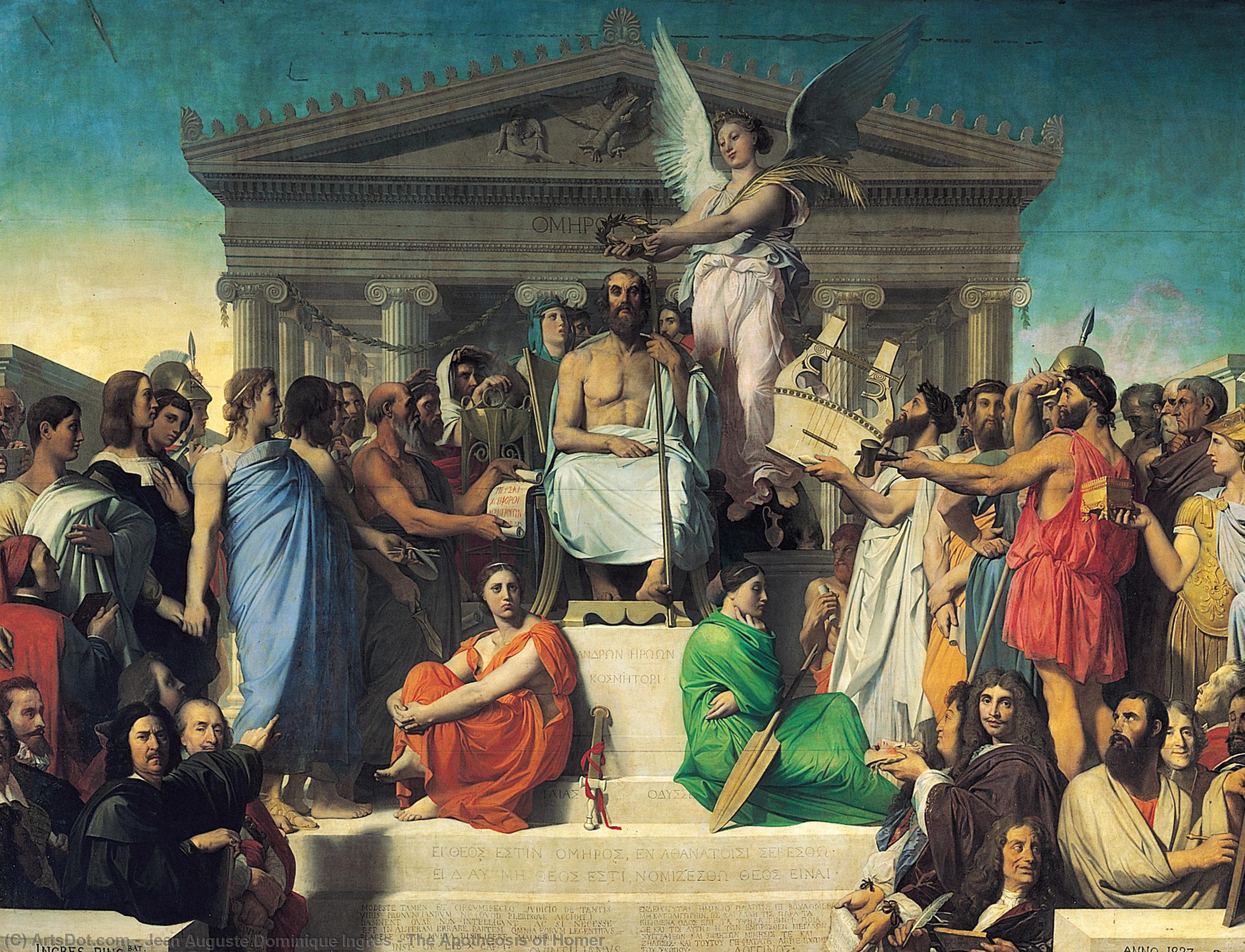WikiOO.org - Enciklopedija dailės - Tapyba, meno kuriniai Jean Auguste Dominique Ingres - The Apotheosis of Homer