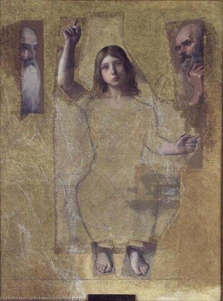 Wikioo.org – L'Enciclopedia delle Belle Arti - Pittura, Opere di Jean Auguste Dominique Ingres - Studi per gesù  tra  dopodomani  medici
