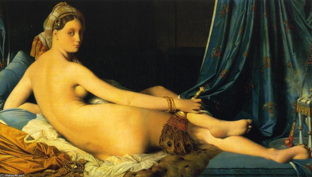 Wikioo.org - The Encyclopedia of Fine Arts - Painting, Artwork by Jean Auguste Dominique Ingres - The Grande Odalisque