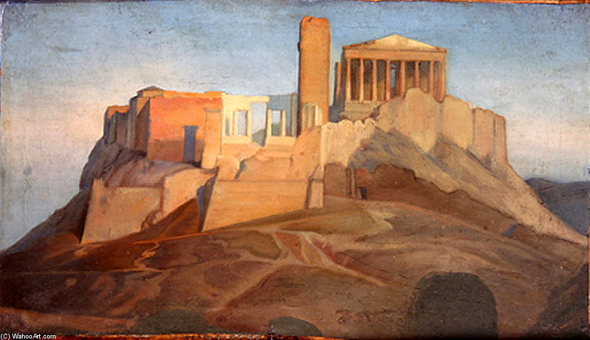 WikiOO.org - 백과 사전 - 회화, 삽화 Jean Auguste Dominique Ingres - View of the Acropolis of Athens