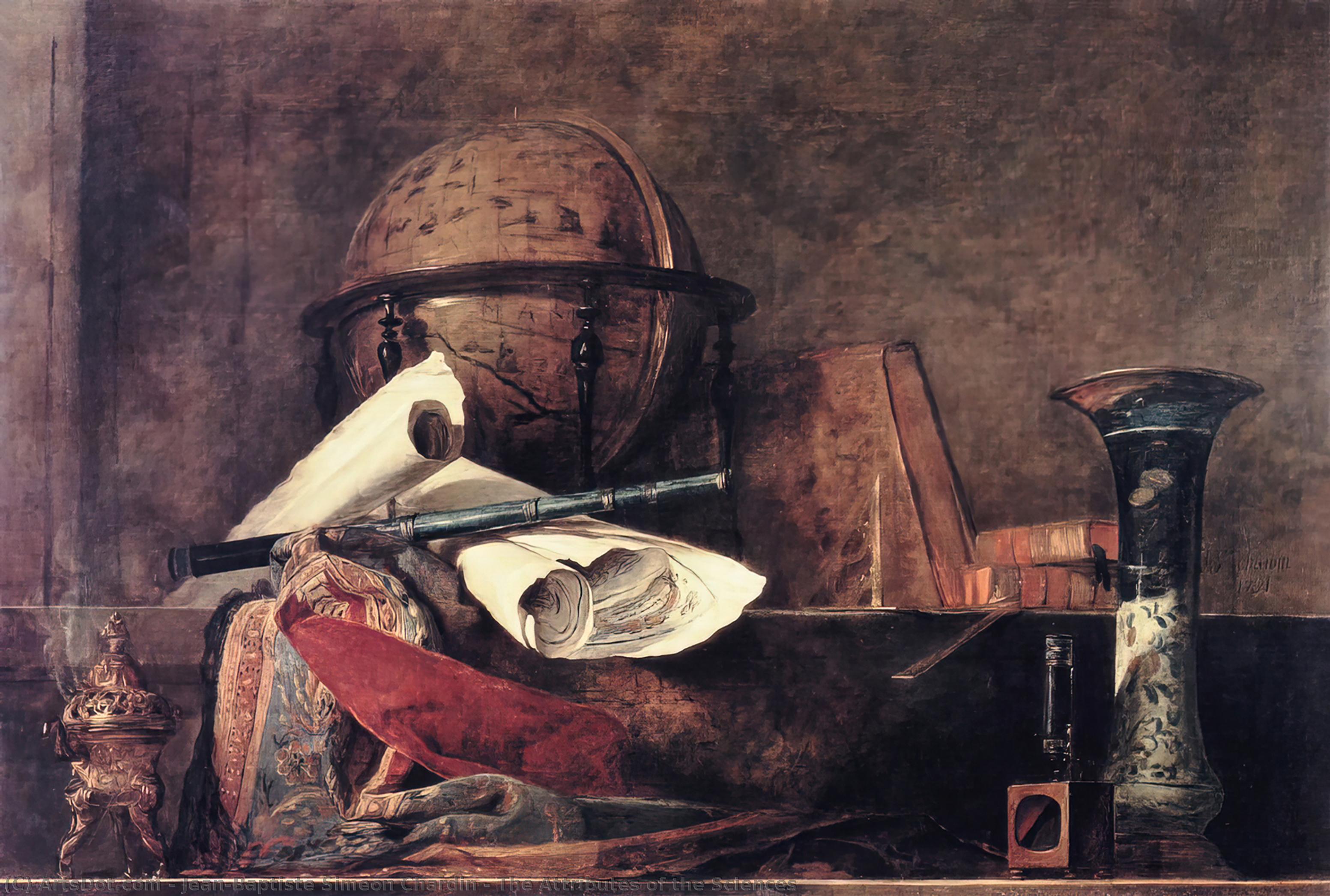 Wikioo.org - Bách khoa toàn thư về mỹ thuật - Vẽ tranh, Tác phẩm nghệ thuật Jean-Baptiste Simeon Chardin - The Attributes of the Sciences