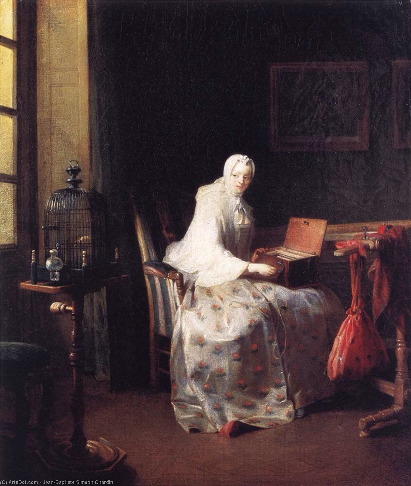 WikiOO.org - Εγκυκλοπαίδεια Καλών Τεχνών - Ζωγραφική, έργα τέχνης Jean-Baptiste Simeon Chardin - The Canary