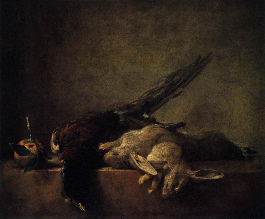 WikiOO.org - Encyclopedia of Fine Arts - Maleri, Artwork Jean-Baptiste Simeon Chardin - Still Life with Pheasant