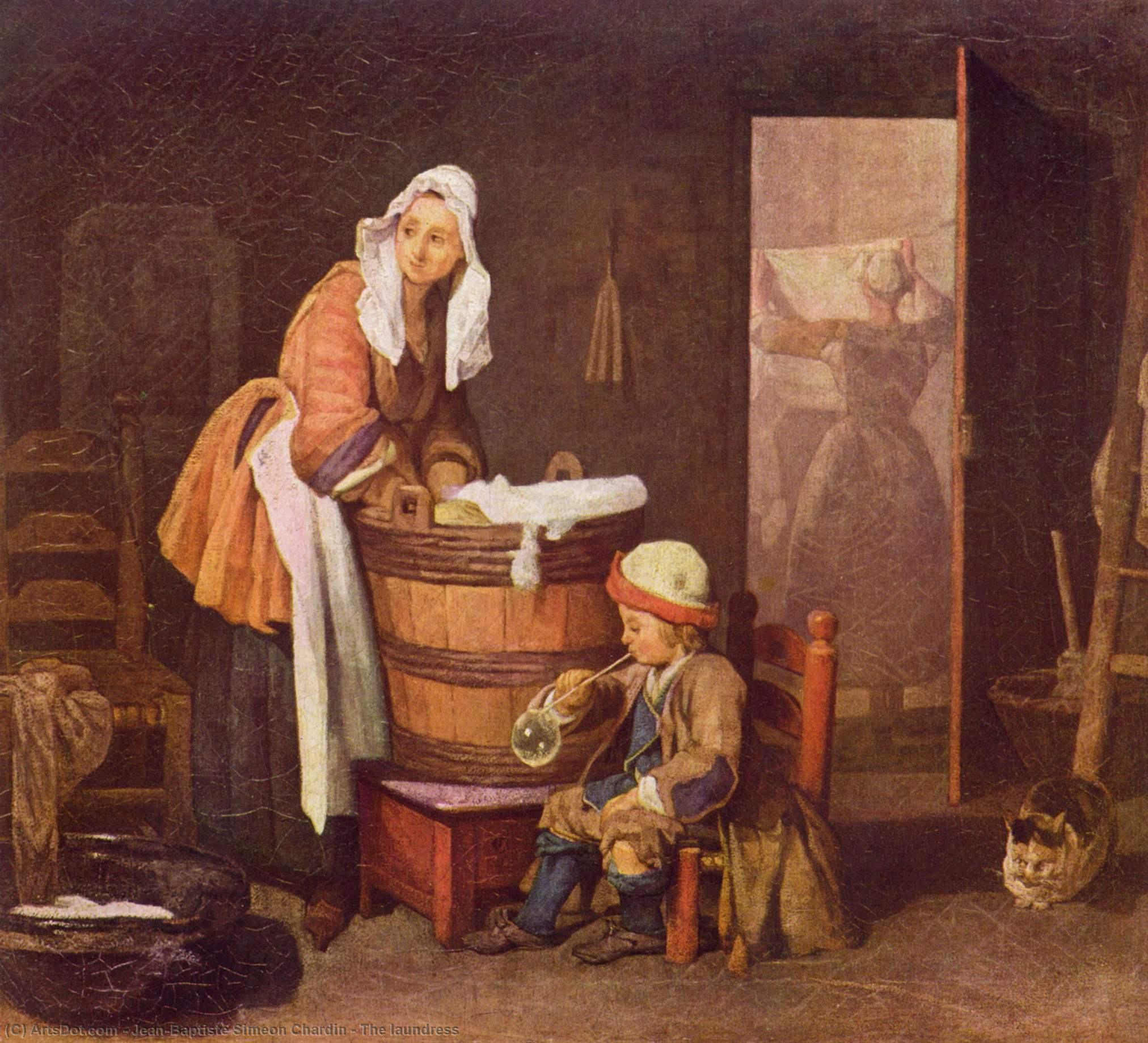 Wikioo.org - Die Enzyklopädie bildender Kunst - Malerei, Kunstwerk von Jean-Baptiste Simeon Chardin - Die Wäscherin