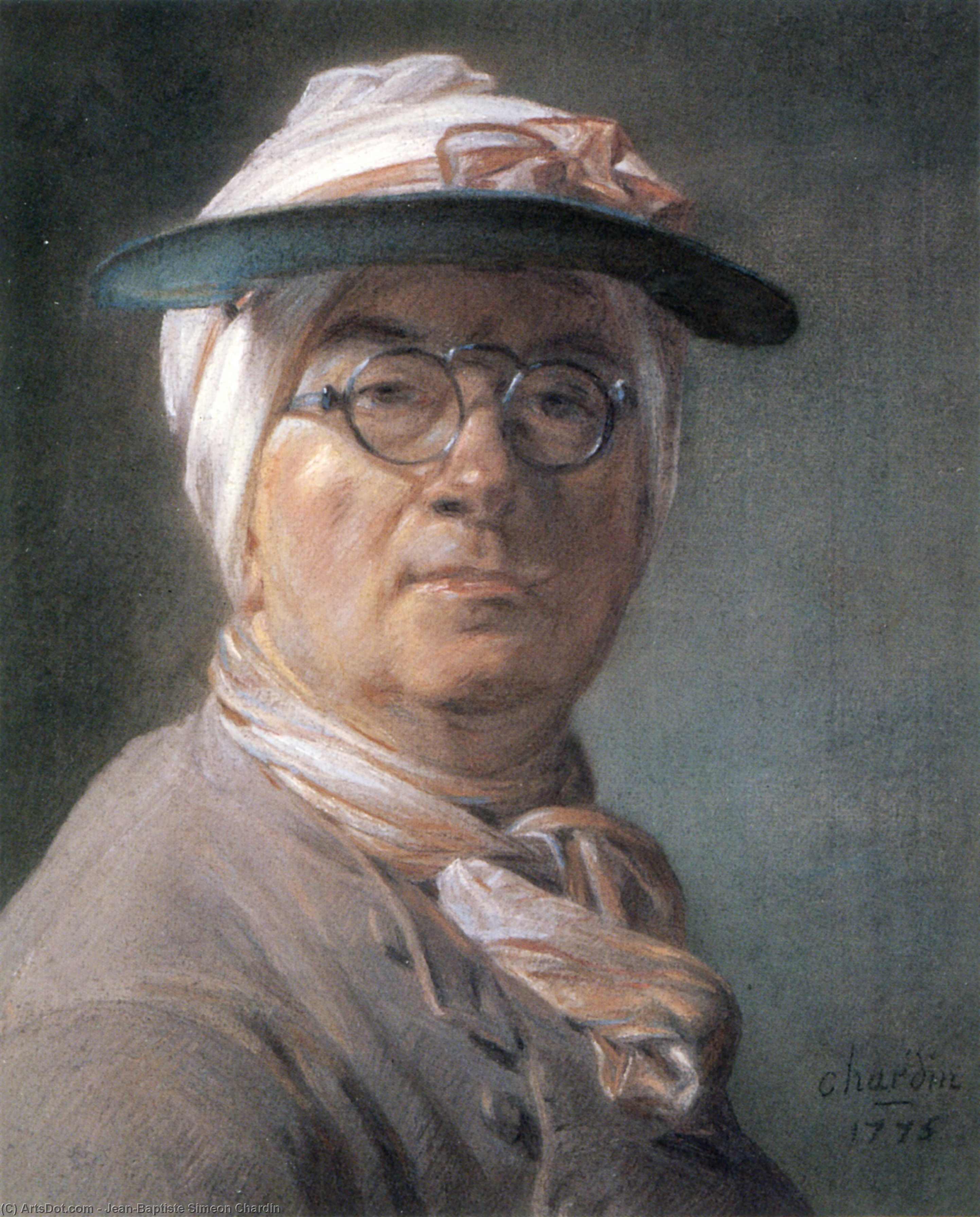 WikiOO.org - Enciclopedia of Fine Arts - Pictura, lucrări de artă Jean-Baptiste Simeon Chardin - Self-portrait wearing Glasses