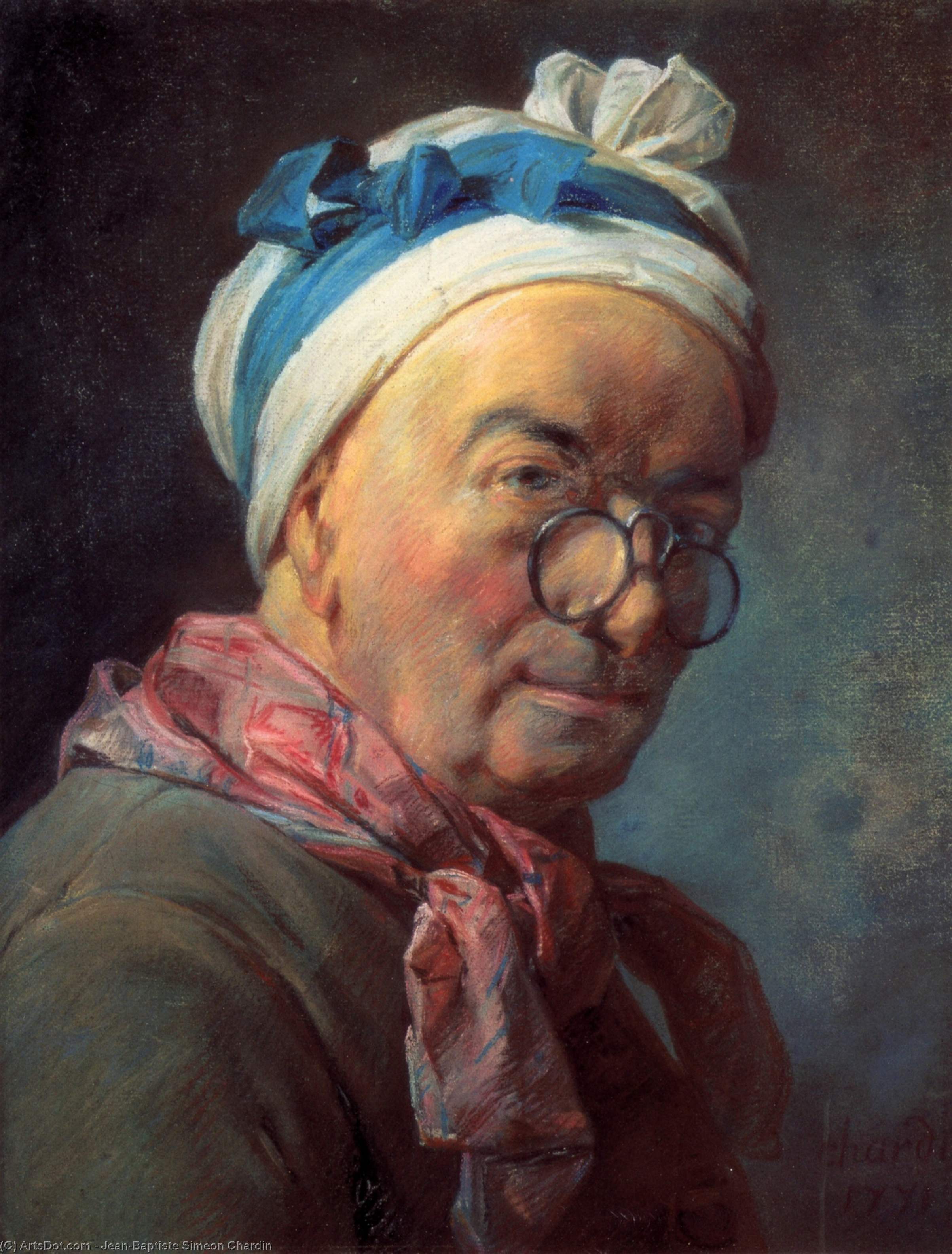 Wikoo.org - موسوعة الفنون الجميلة - اللوحة، العمل الفني Jean-Baptiste Simeon Chardin - Self-Portrait with Spectacles