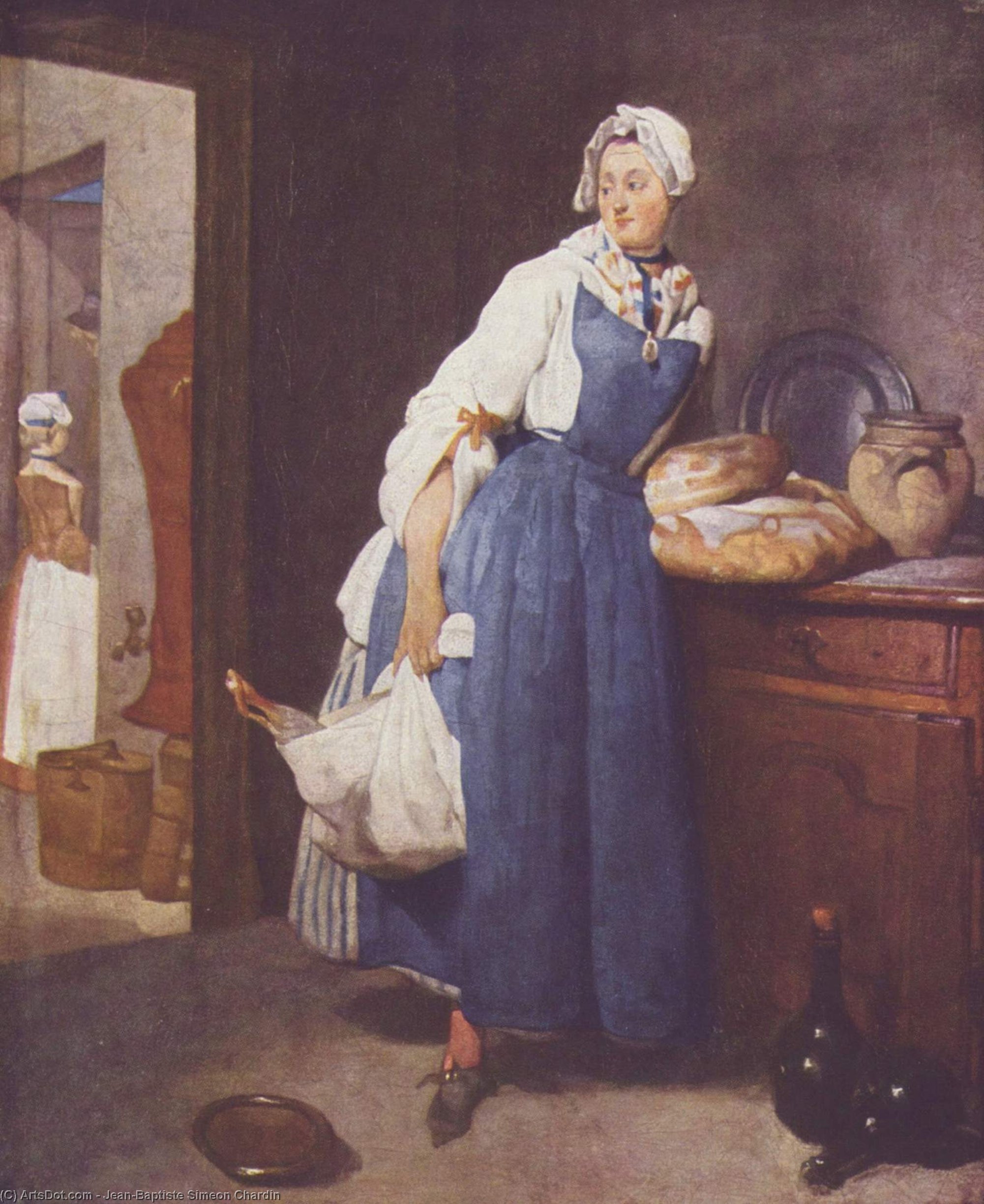 Wikoo.org - موسوعة الفنون الجميلة - اللوحة، العمل الفني Jean-Baptiste Simeon Chardin - The Besorgerin